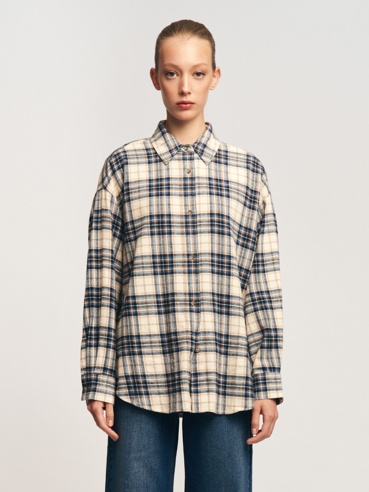 Фланелевая рубашка из хлопка в клетку