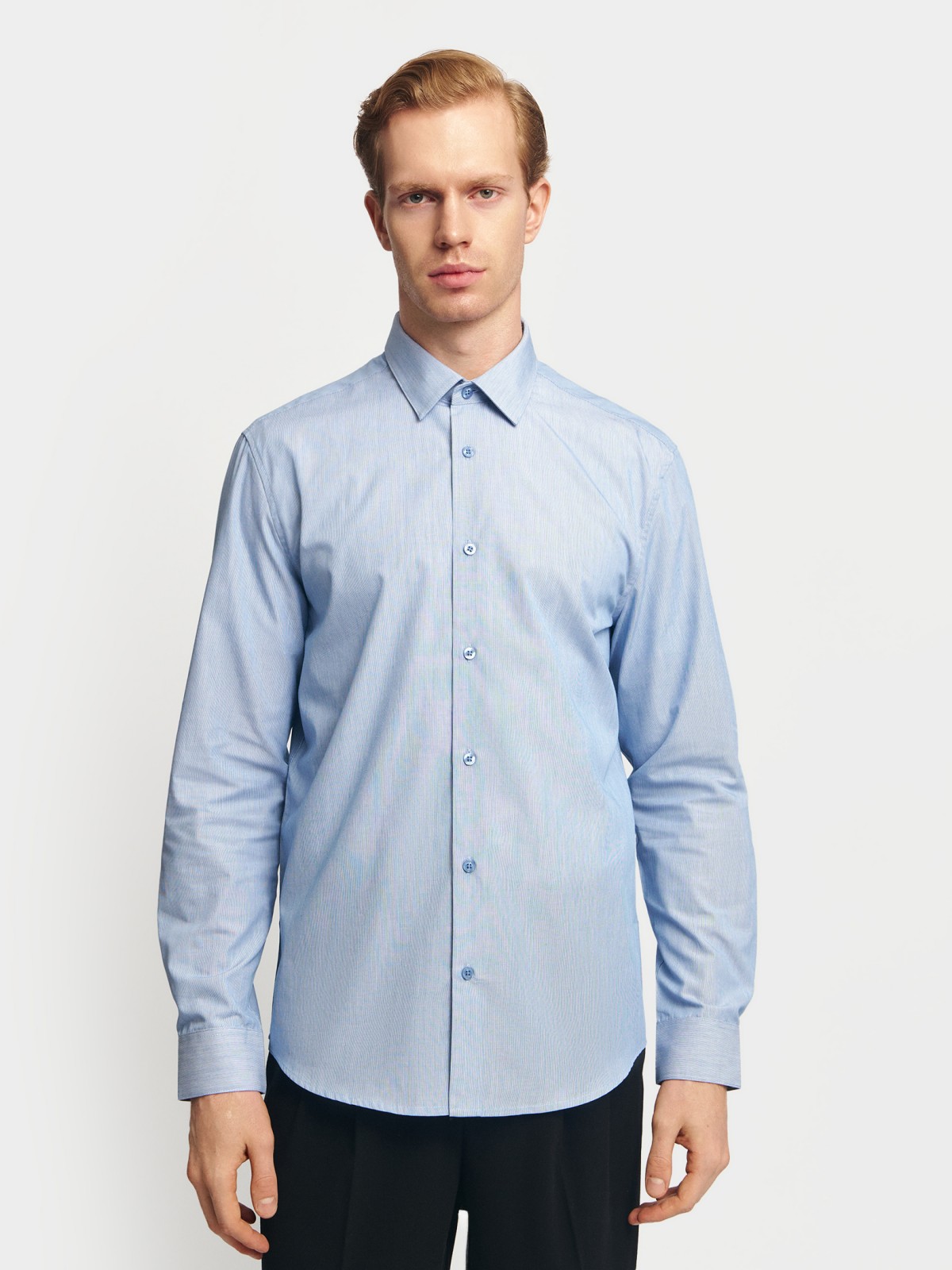 Офисная прямая рубашка с узором в полоску