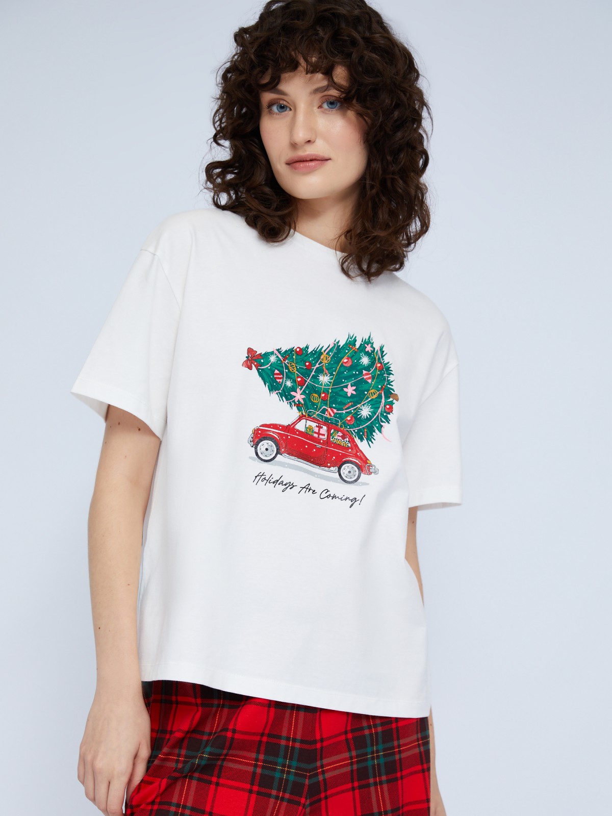 Домашний пижамный комплект из хлопка (футболка и штаны)