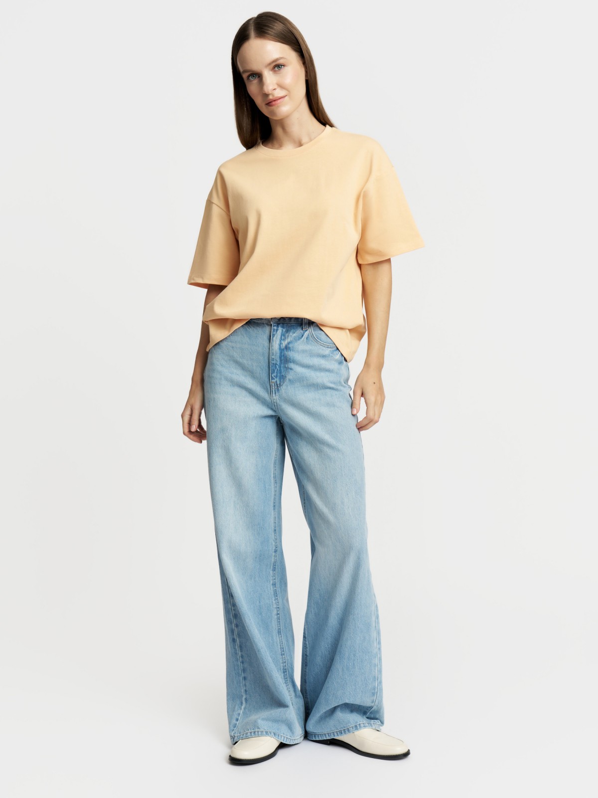 Футболка оверсайз из хлопка однотонная