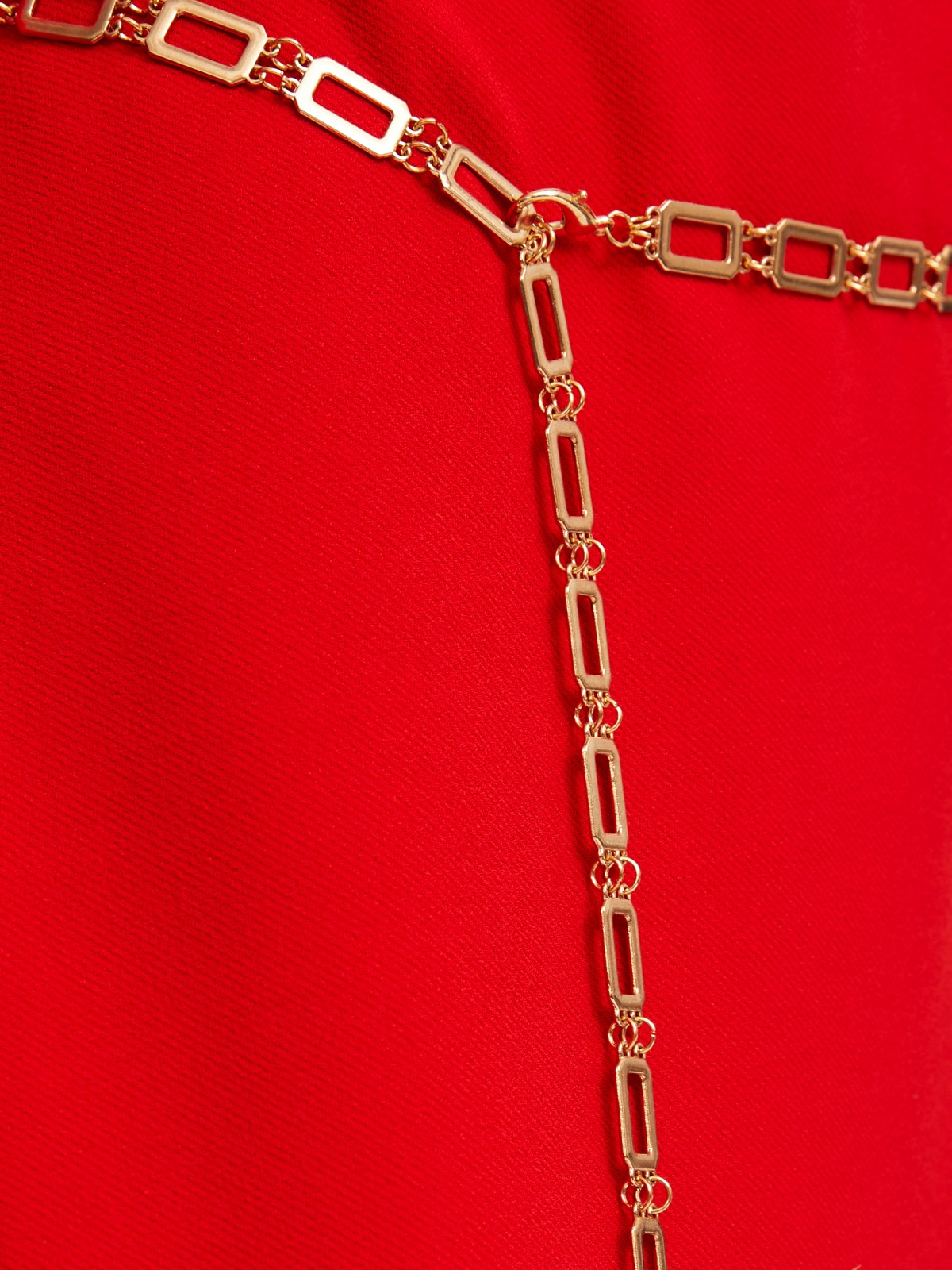 Платье длины миди с разрезом по ноге и поясом-цепочкой zolla 024118159081, цвет красный, размер XS - фото 4