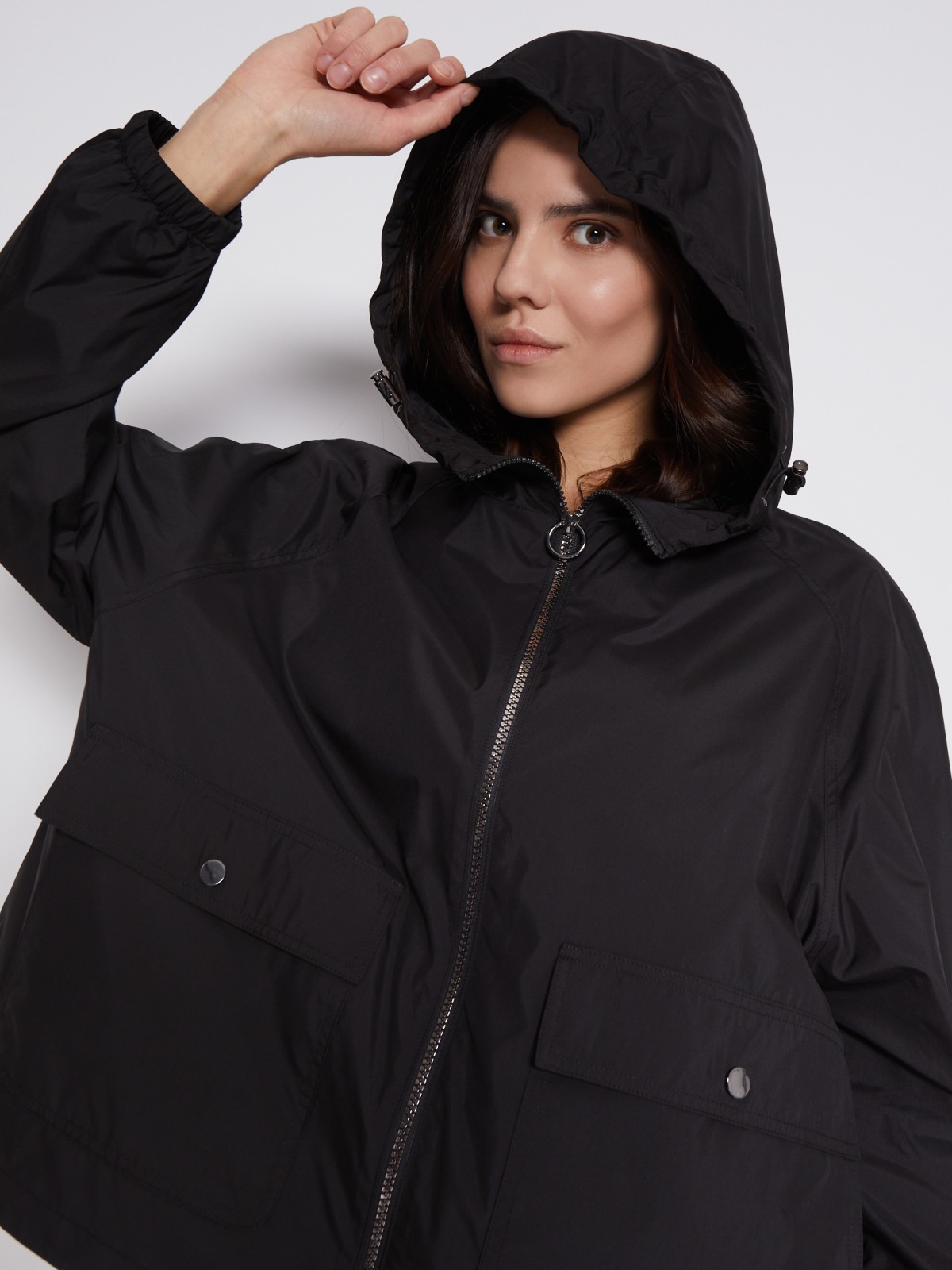 Куртка-ветровка с капюшоном zolla 023215612084, цвет черный, размер XS - фото 4