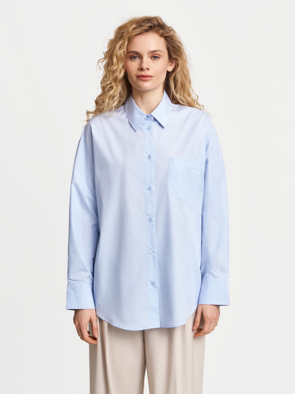 Рубашка оверсайз силуэта из хлопка