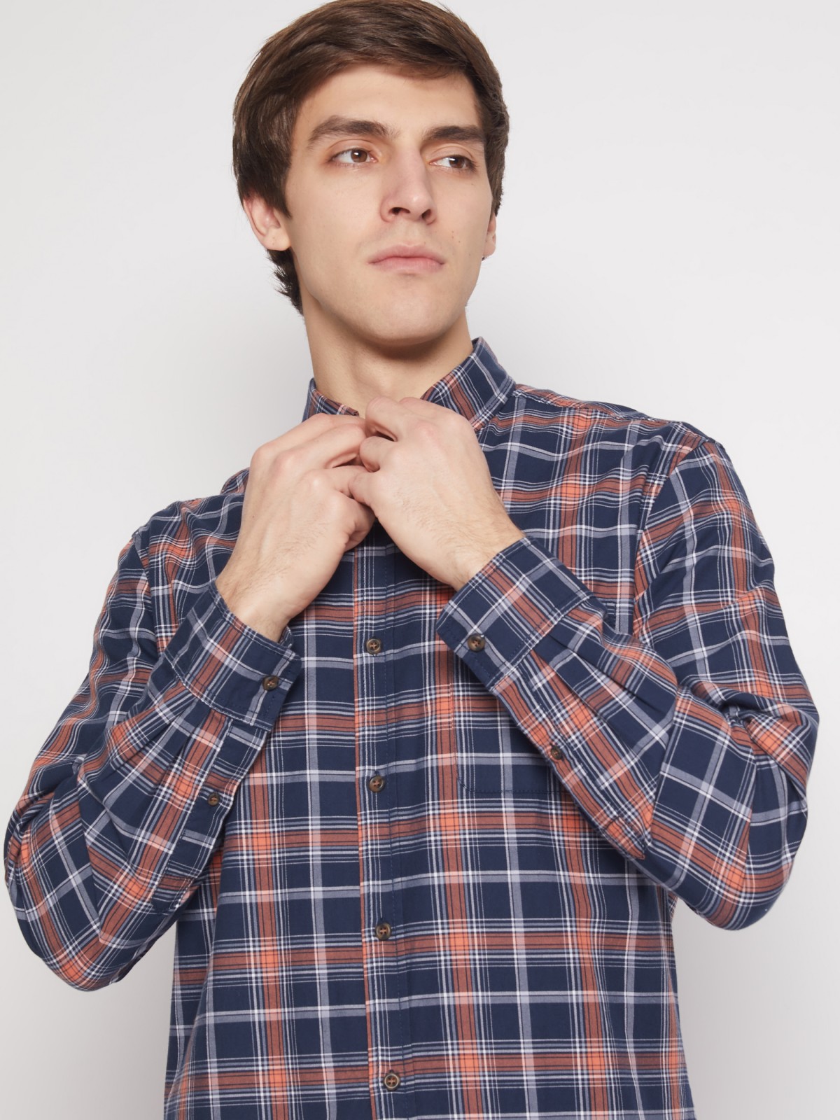 Рубашка в клетку с длинным рукавом