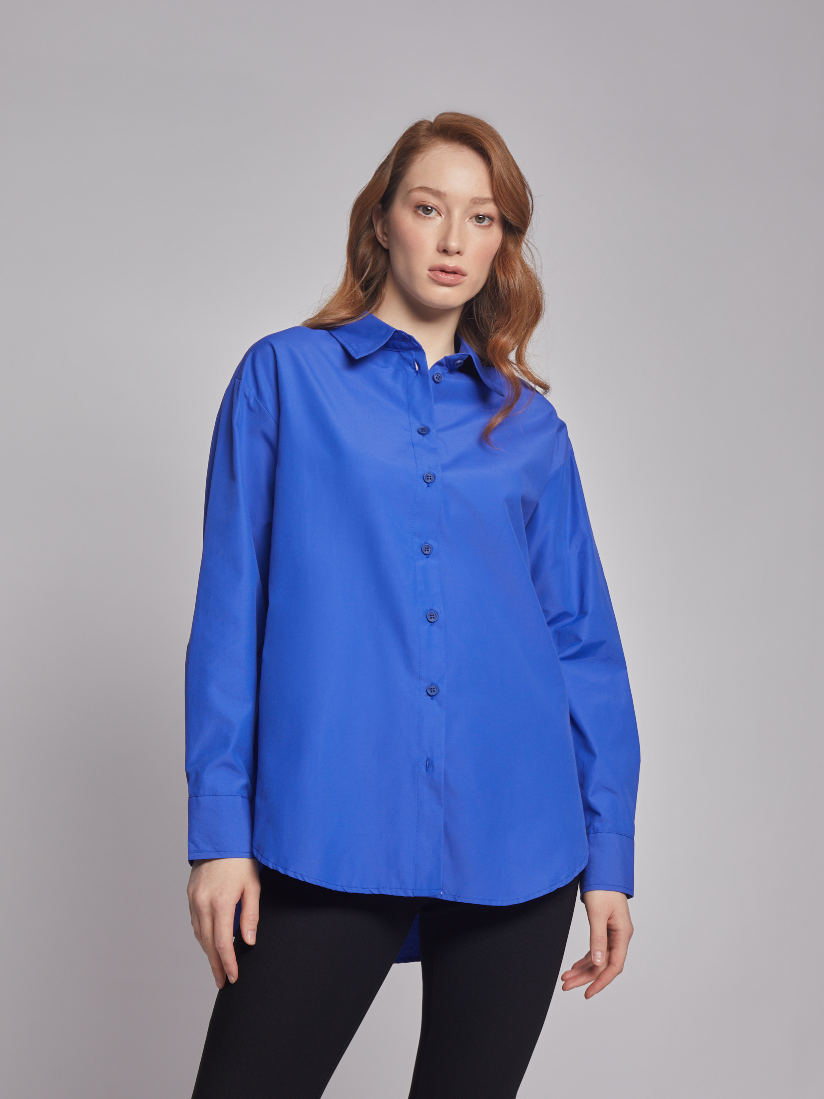 Рубашка с длинным рукавом zolla голубого цвета