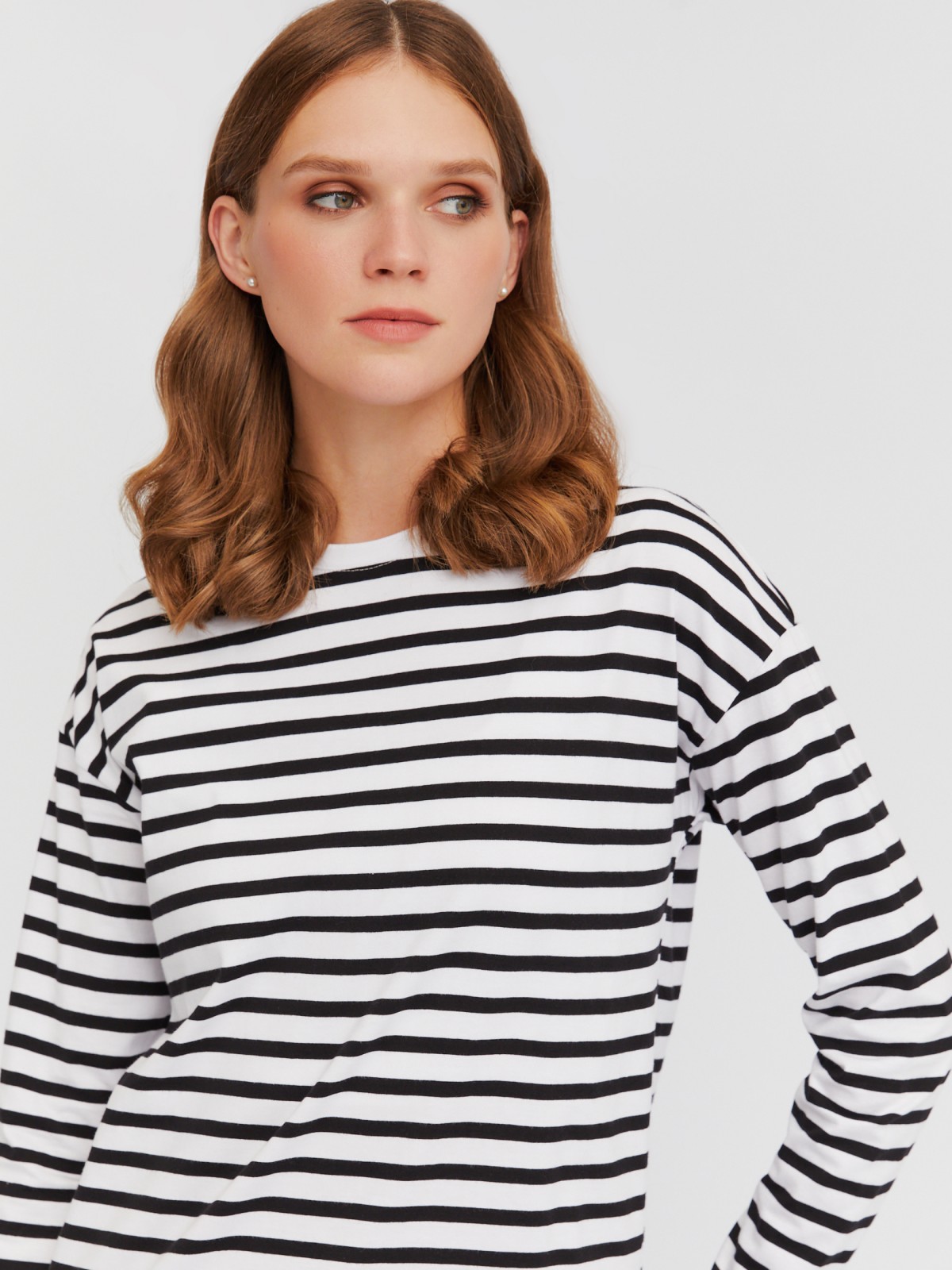 Лонгслив-тельняшка с узором в полоску из хлопка