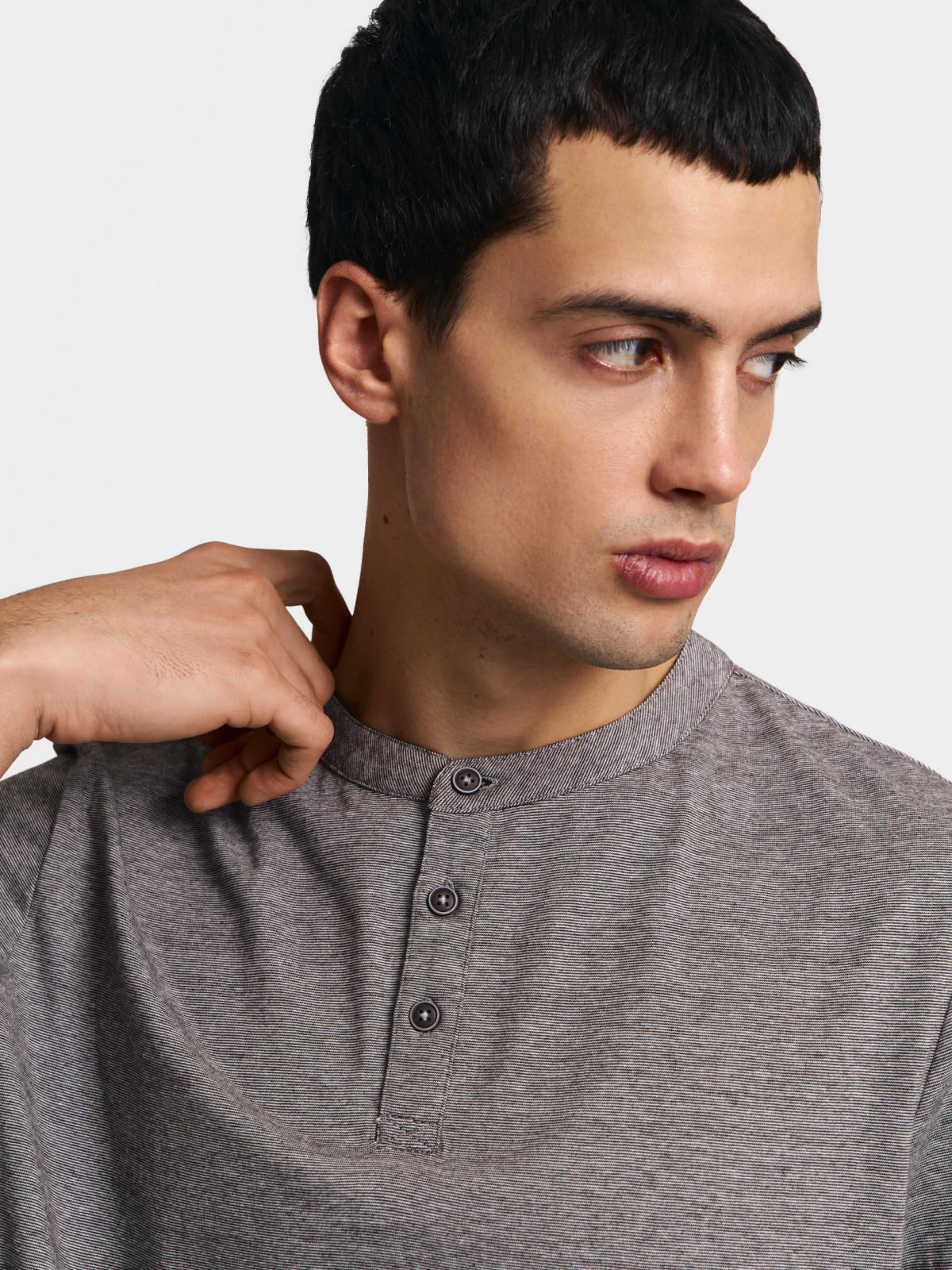 Футболка хенли из хлопка в полоску