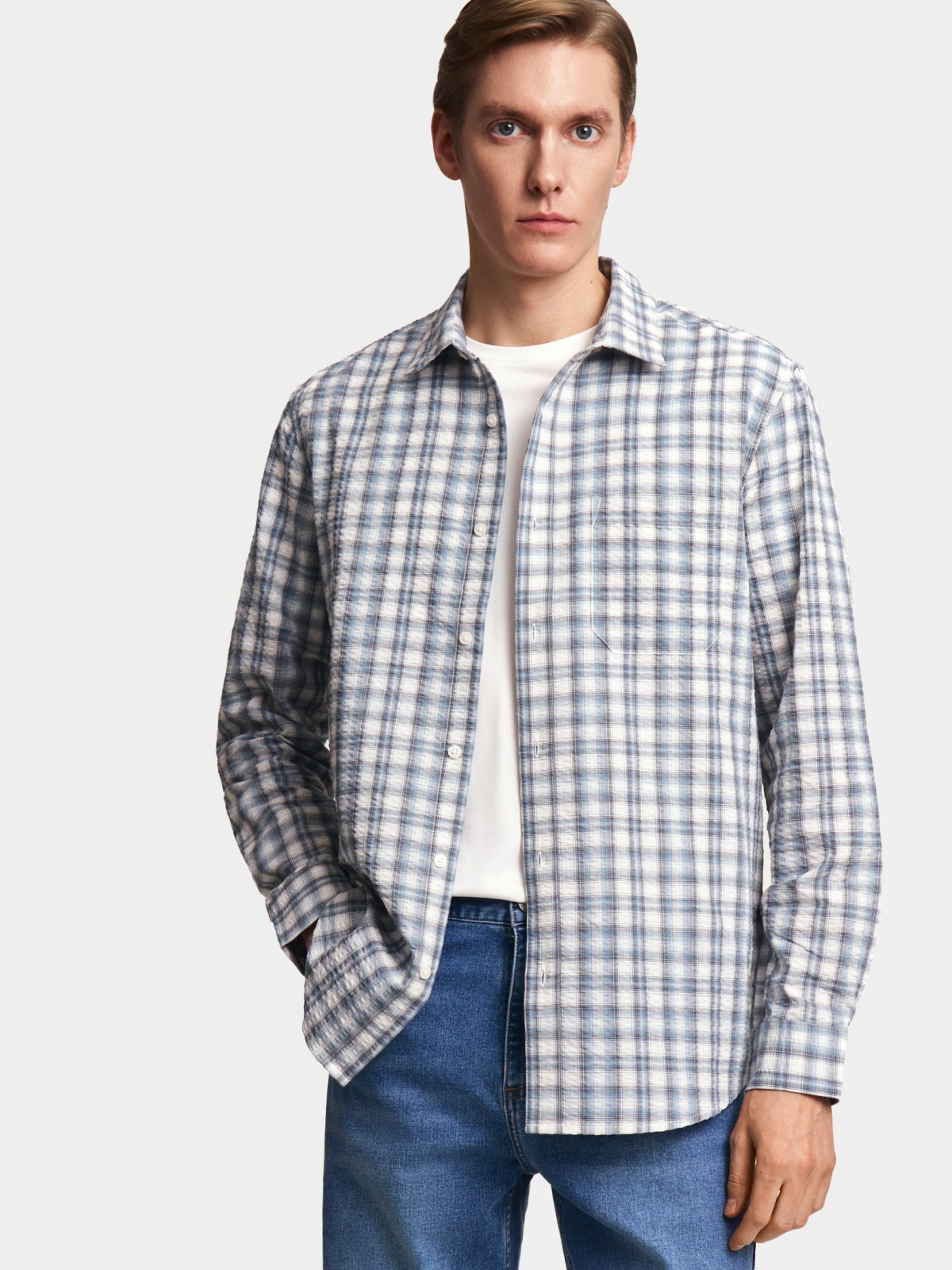 Рубашка в клетку с длинным рукавом