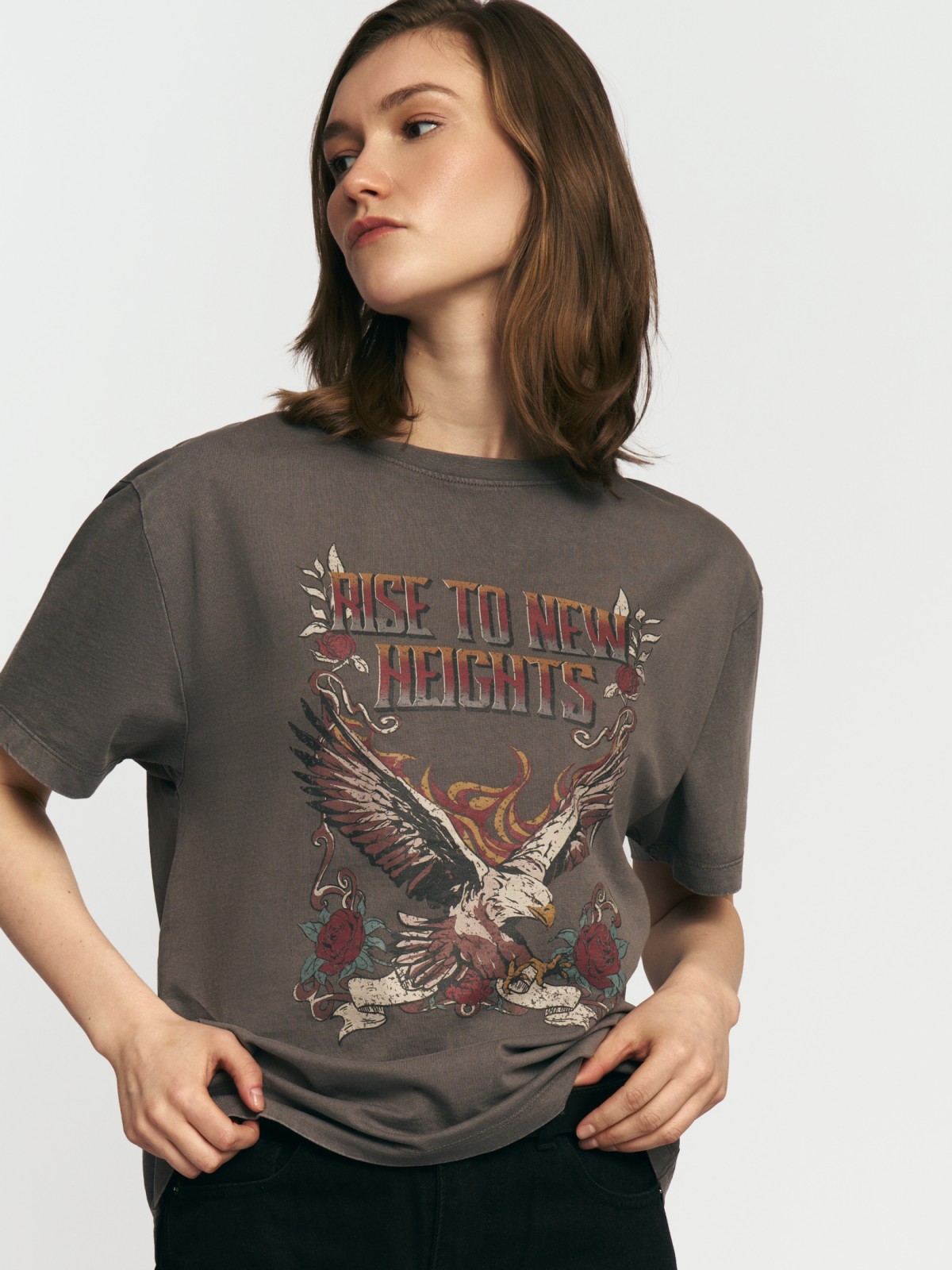 Трикотажная футболка из хлопка с принтом