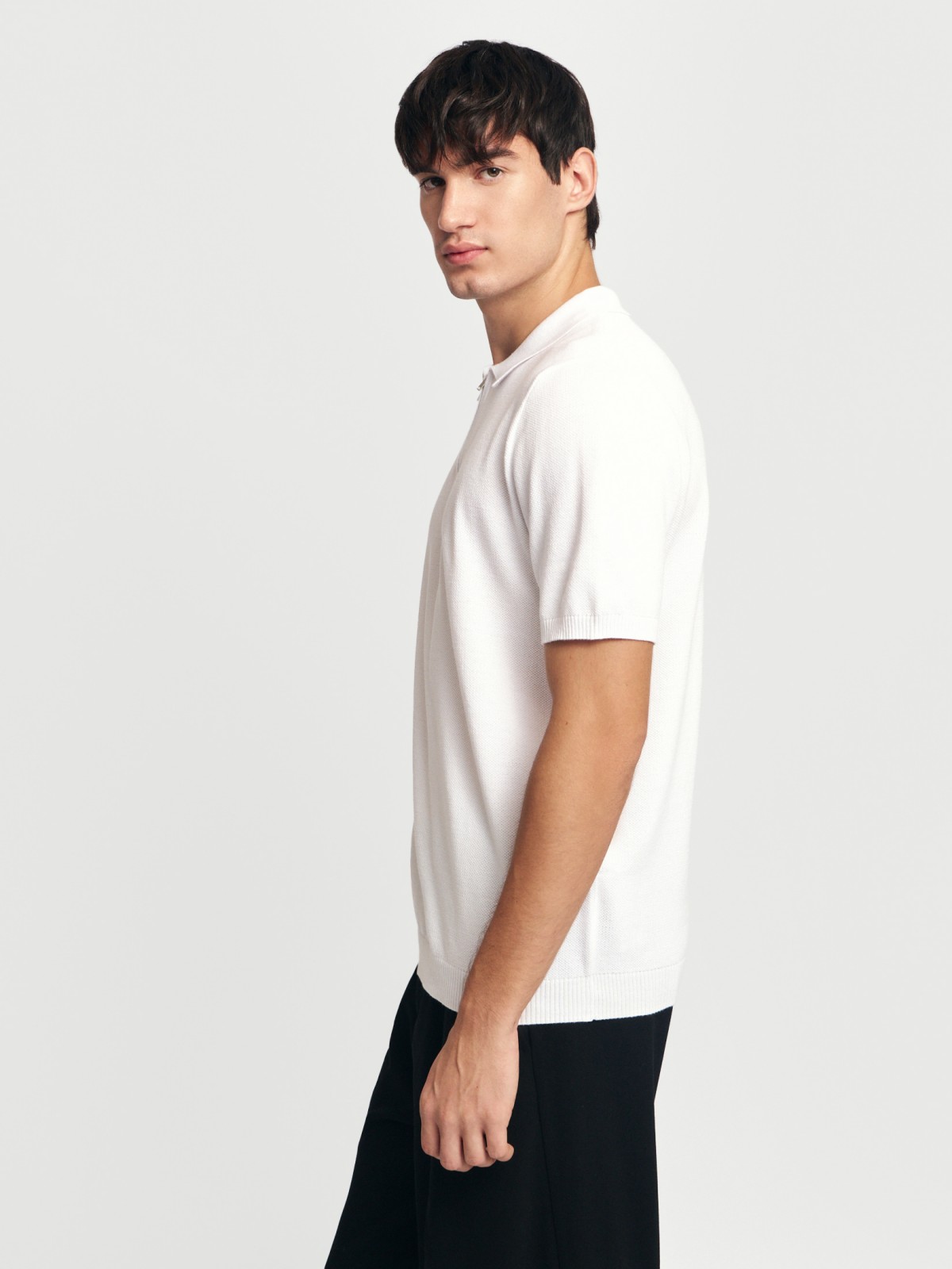 Трикотажный джемпер поло из хлопка с коротким рукавом