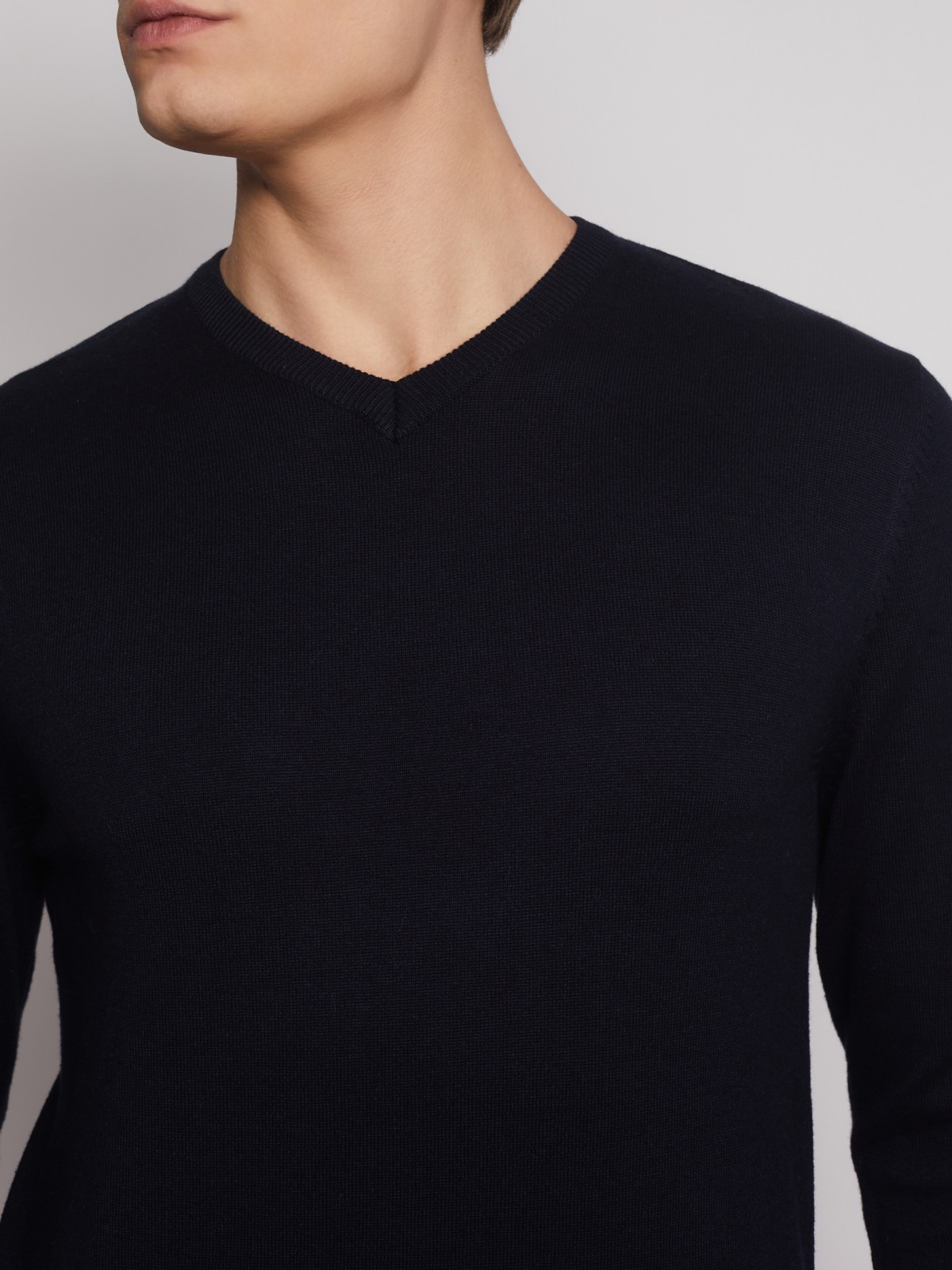 Пуловер с V-образным вырезом zolla 012336183012, цвет синий, размер S - фото 5