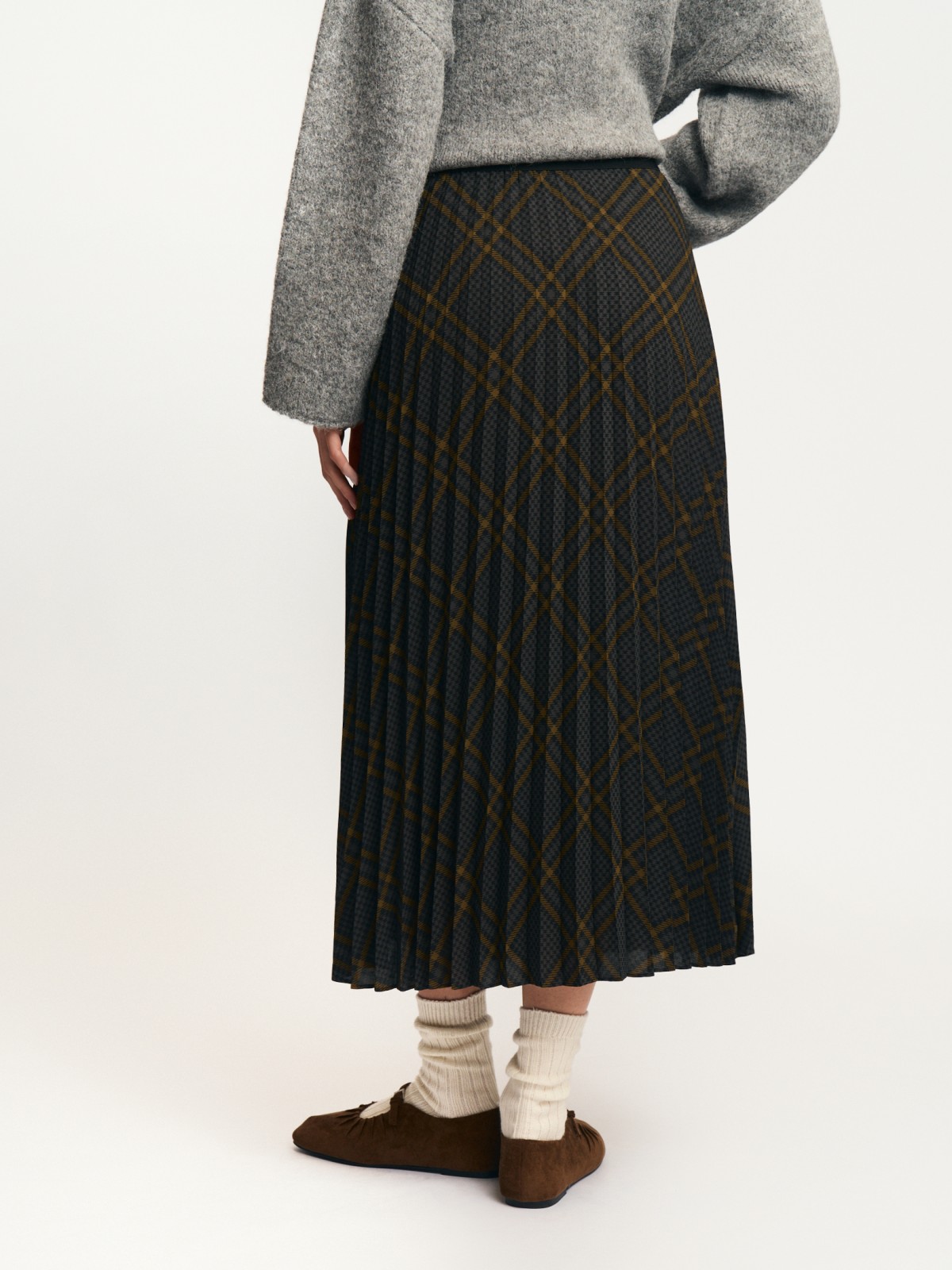 Юбка плиссе на резинке в клетку