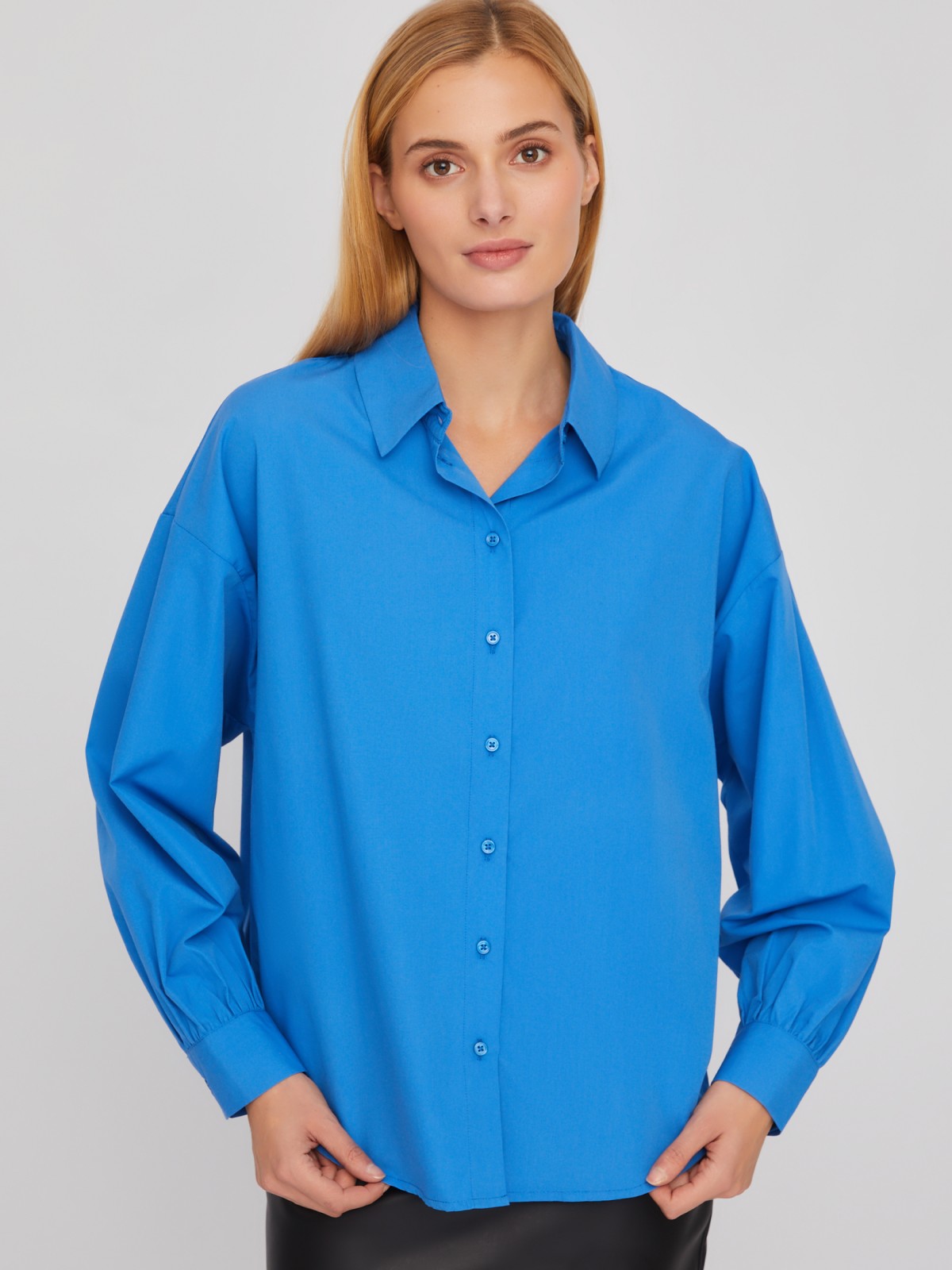 Рубашка оверсайз силуэта с объёмным рукавом zolla 02411117Y413, цвет голубой, размер XXS - фото 3