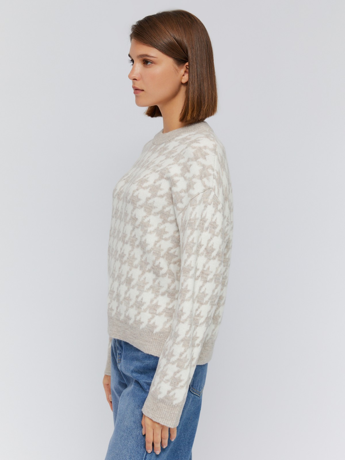 Вязаный джемпер расслабленного фасона с узором в клетку