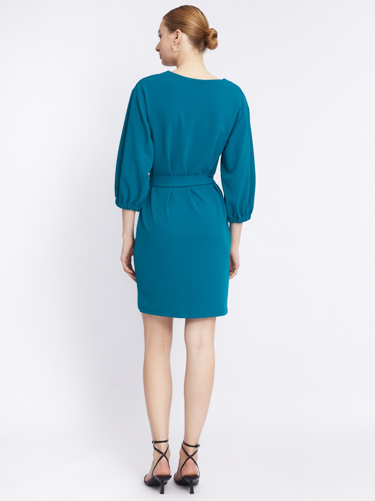 Платье с объёмными рукавами и поясом zolla 22331819F062, цвет темно-бирюзовый, размер S - фото 6