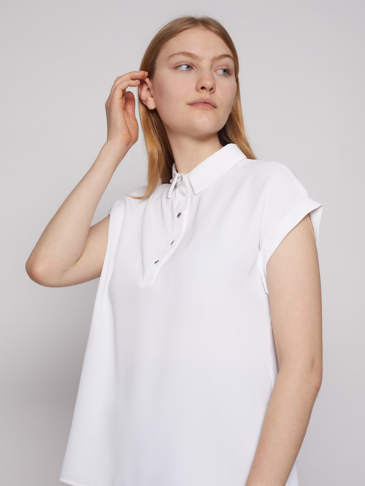 Блузка с коротким рукавом zolla 22213128Y012, цвет белый, размер XS - фото 4