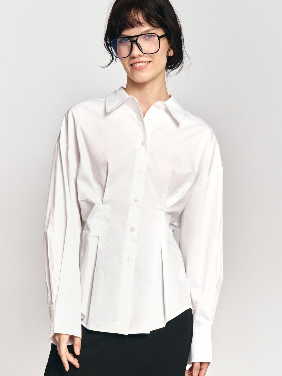 Рубашка из хлопка с акцентом на талии