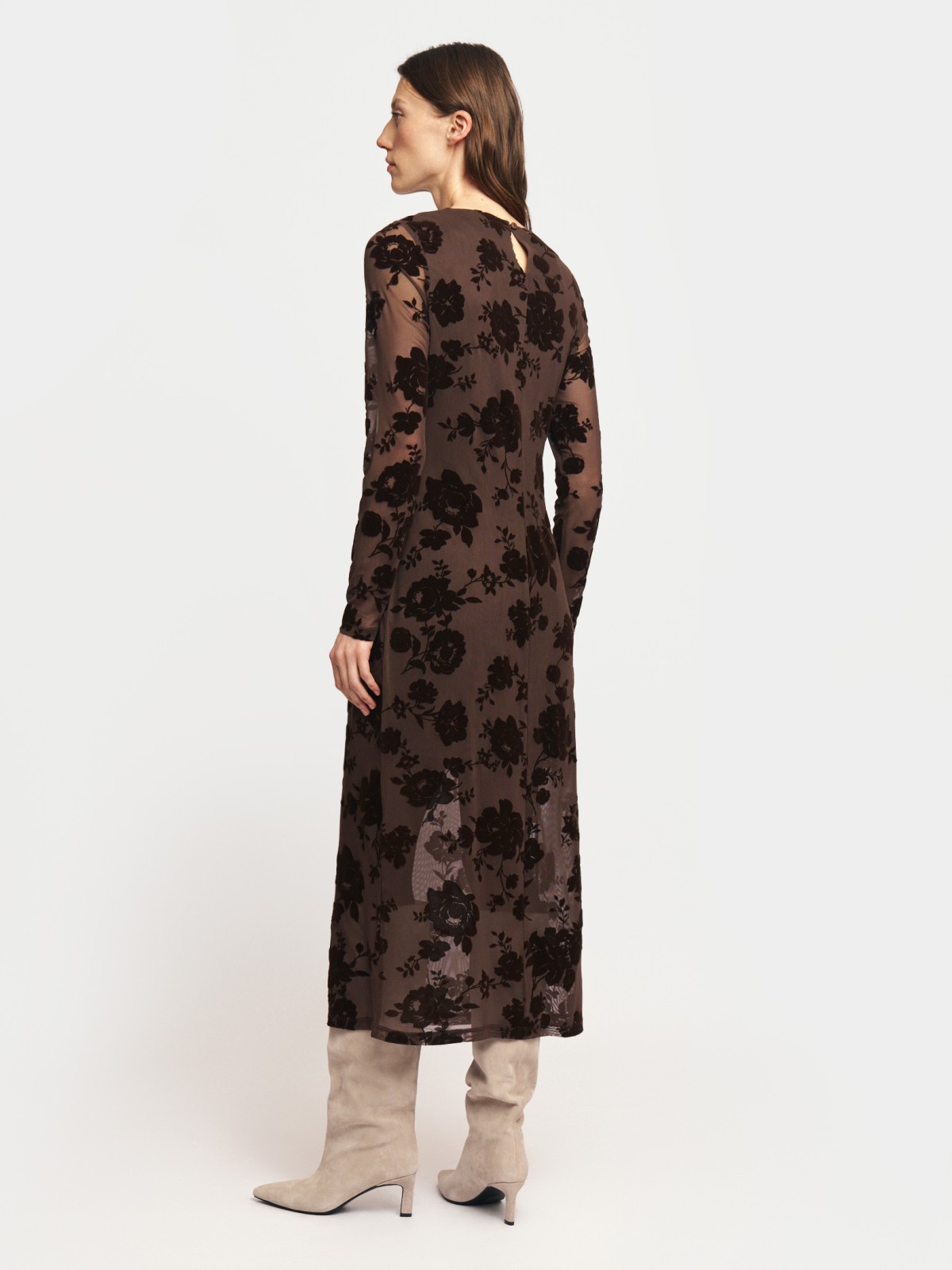 Платье из сетки с цветочным узором