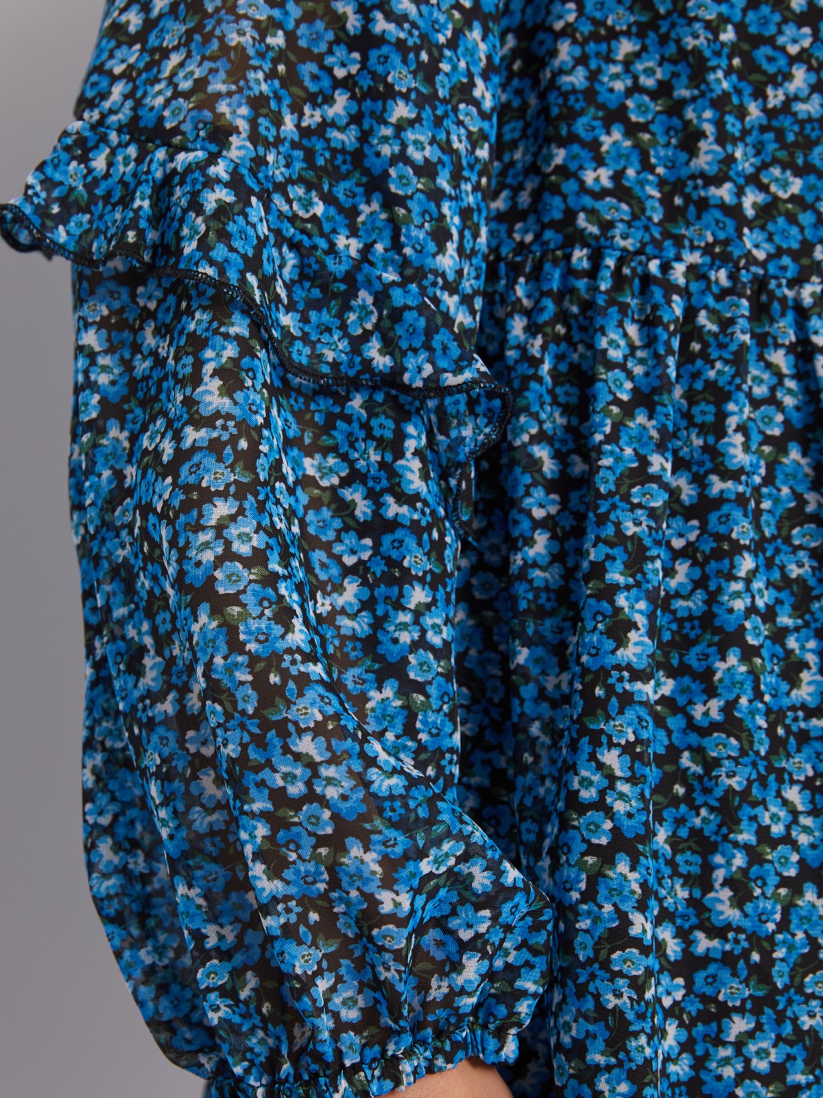Ярусное платье мини из шифона с цветочным принтом zolla 02413820L173, размер XS - фото 5