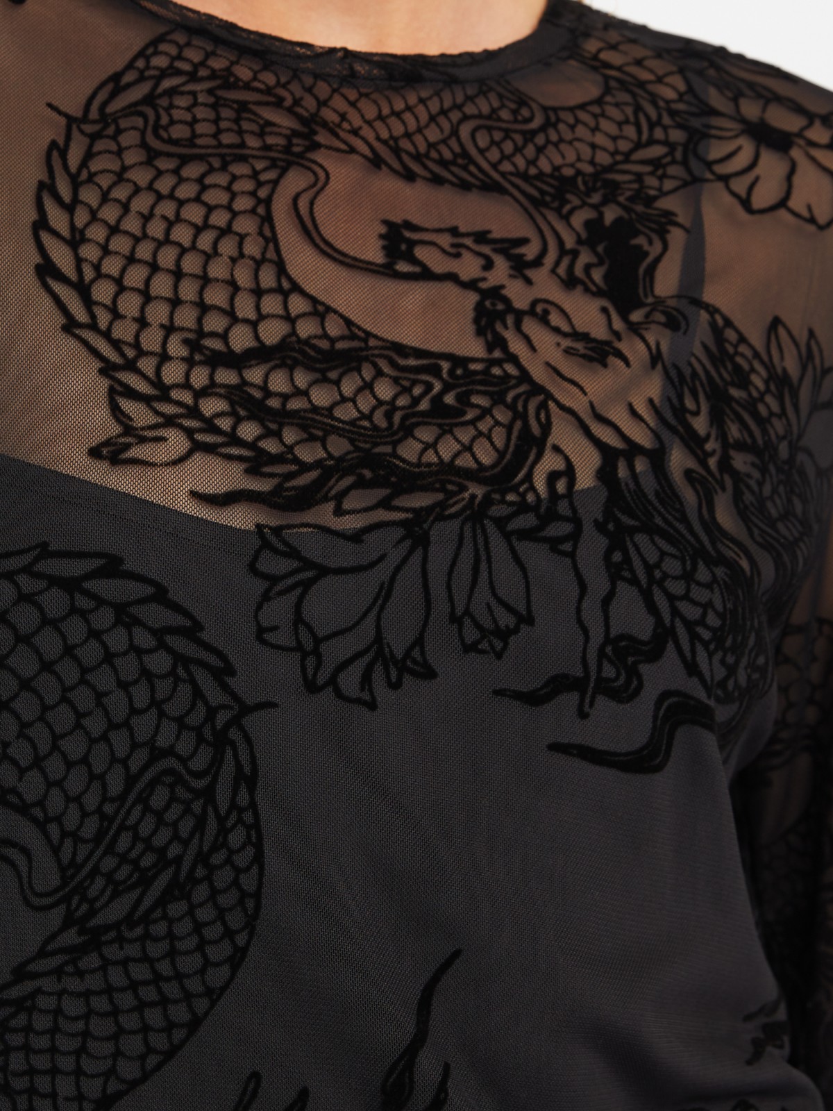 Двойное платье из сетки с драконами и нижней комбинации