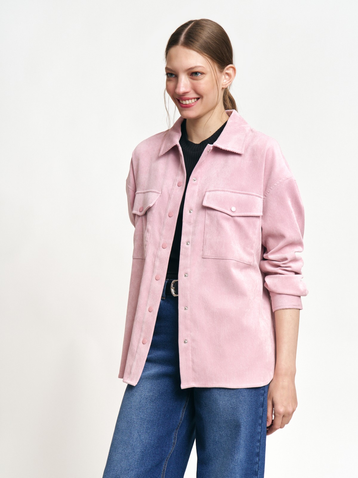 Вельветовая верхняя рубашка оверсайз силуэта