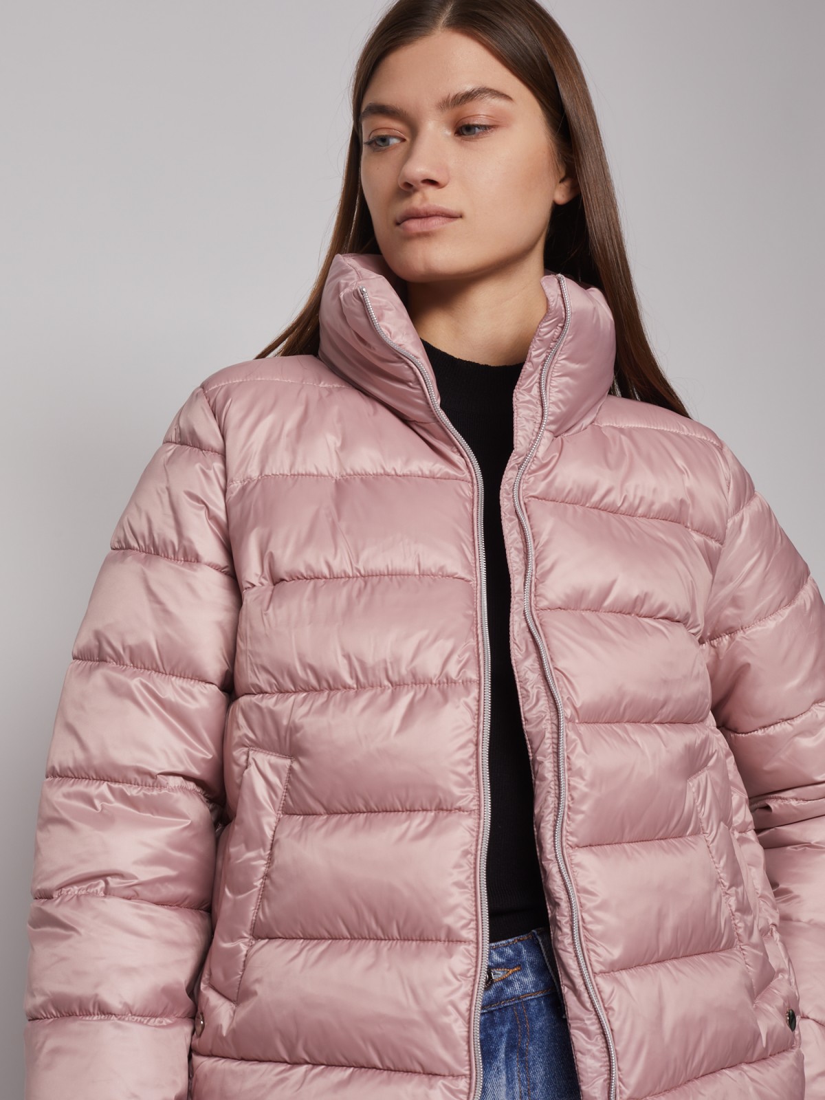 Тёплая куртка с воротником-стойкой zolla 022335102054, цвет розовый, размер XS - фото 3