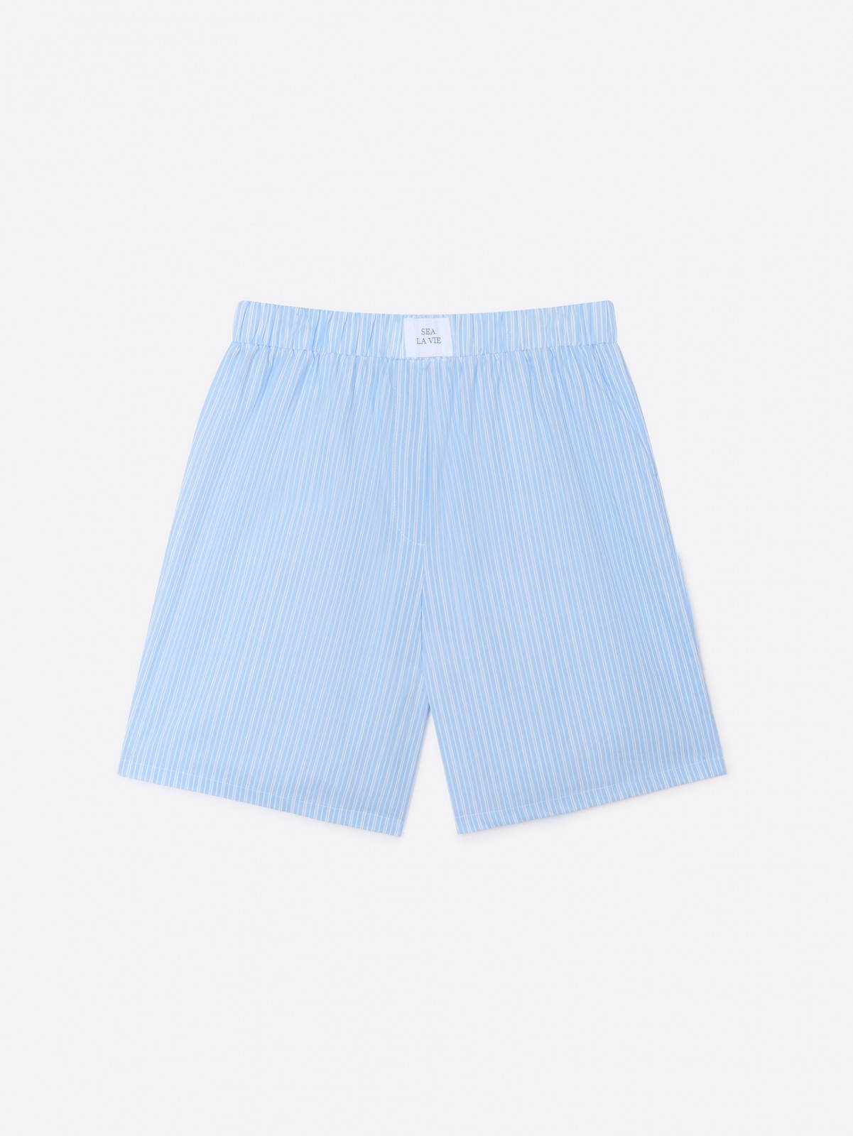 Шорты из хлопка на резинке в полоску