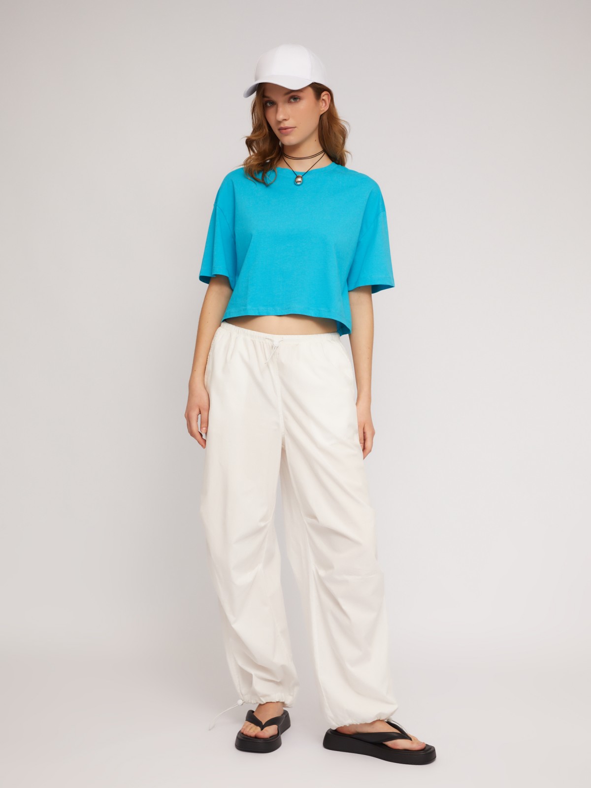 Трикотажный короткий топ-футболка из хлопка