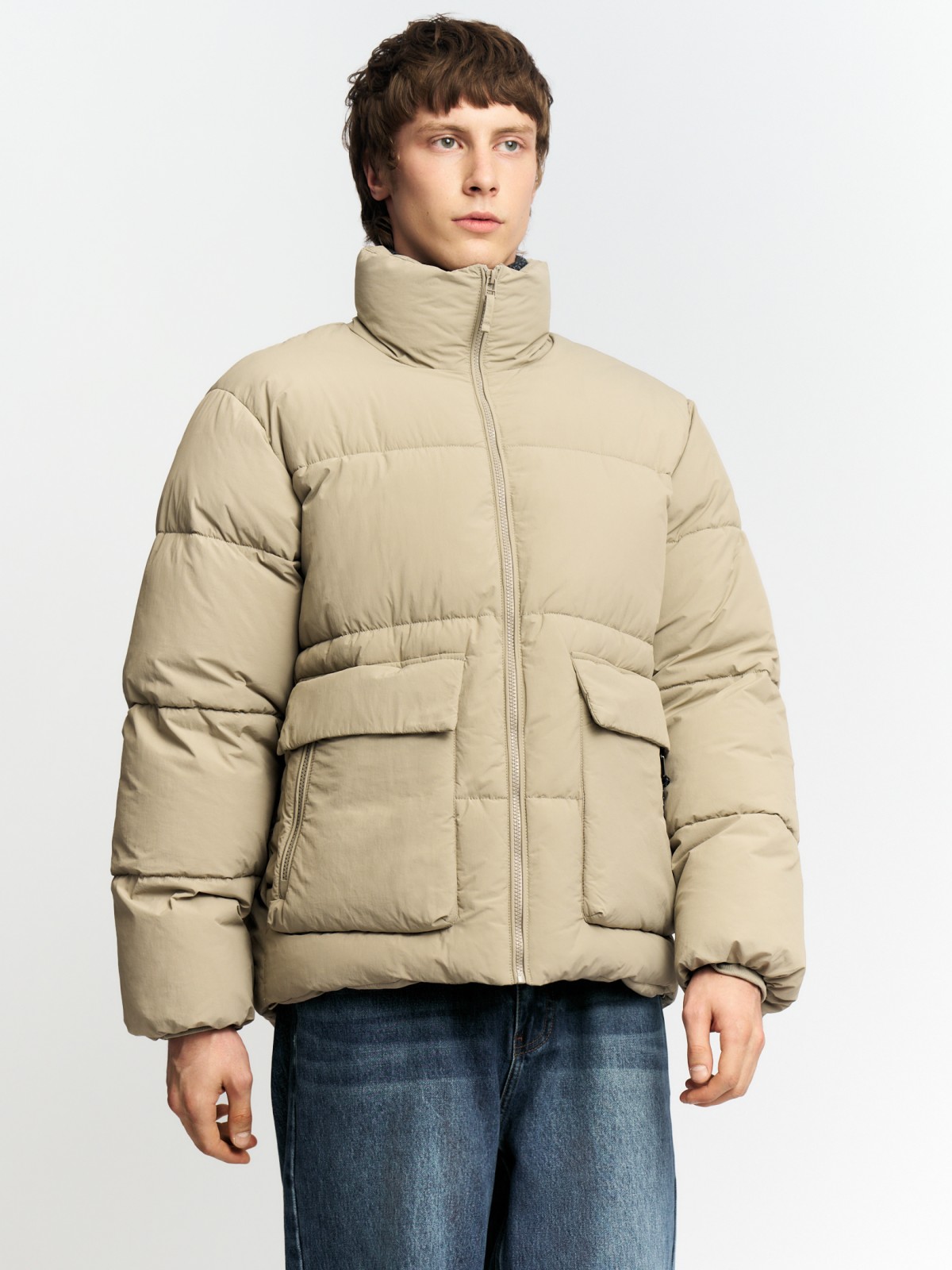 Тёплая куртка с воротником-стойкой