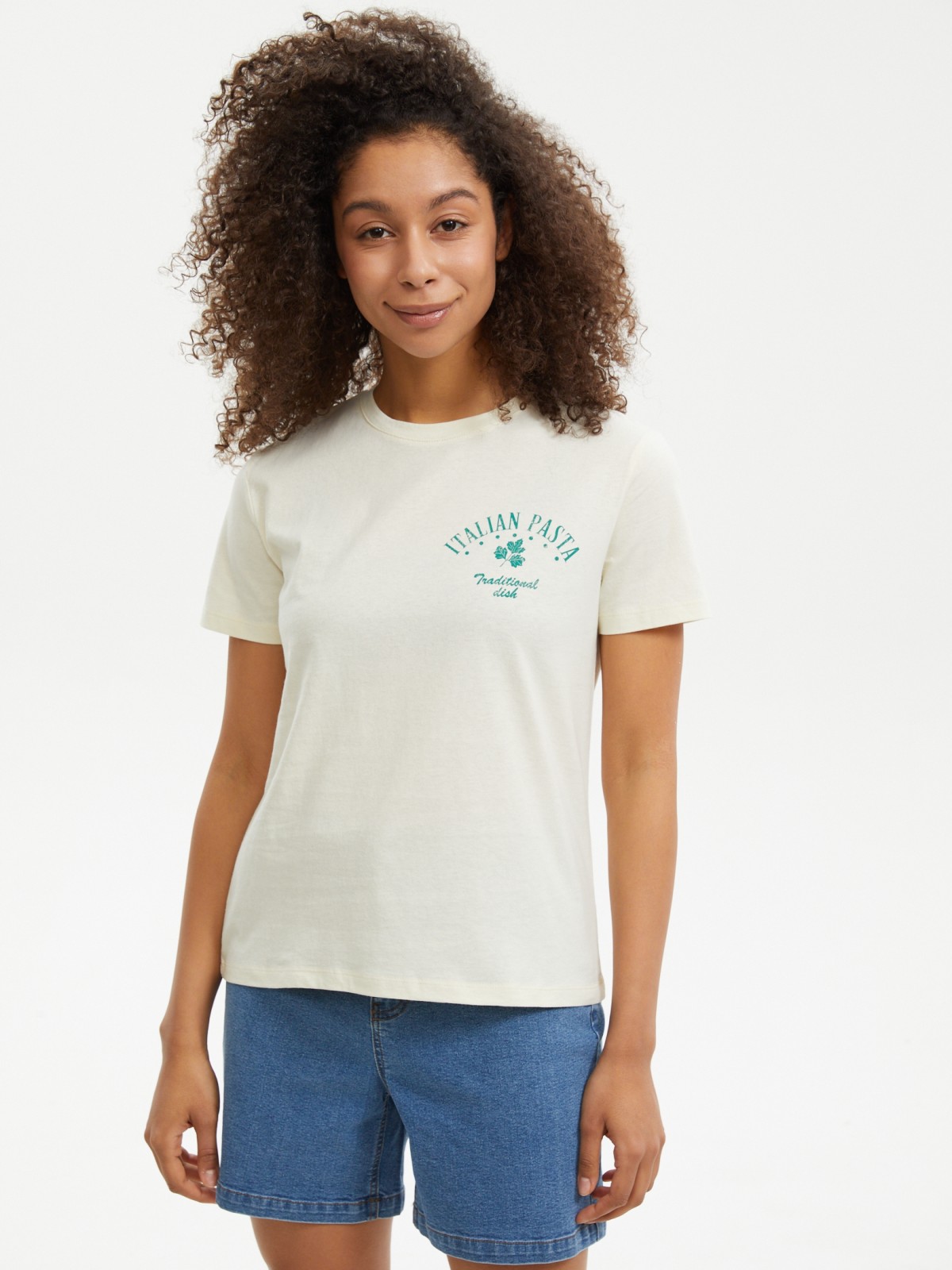 Футболка из хлопка с принтом на спине