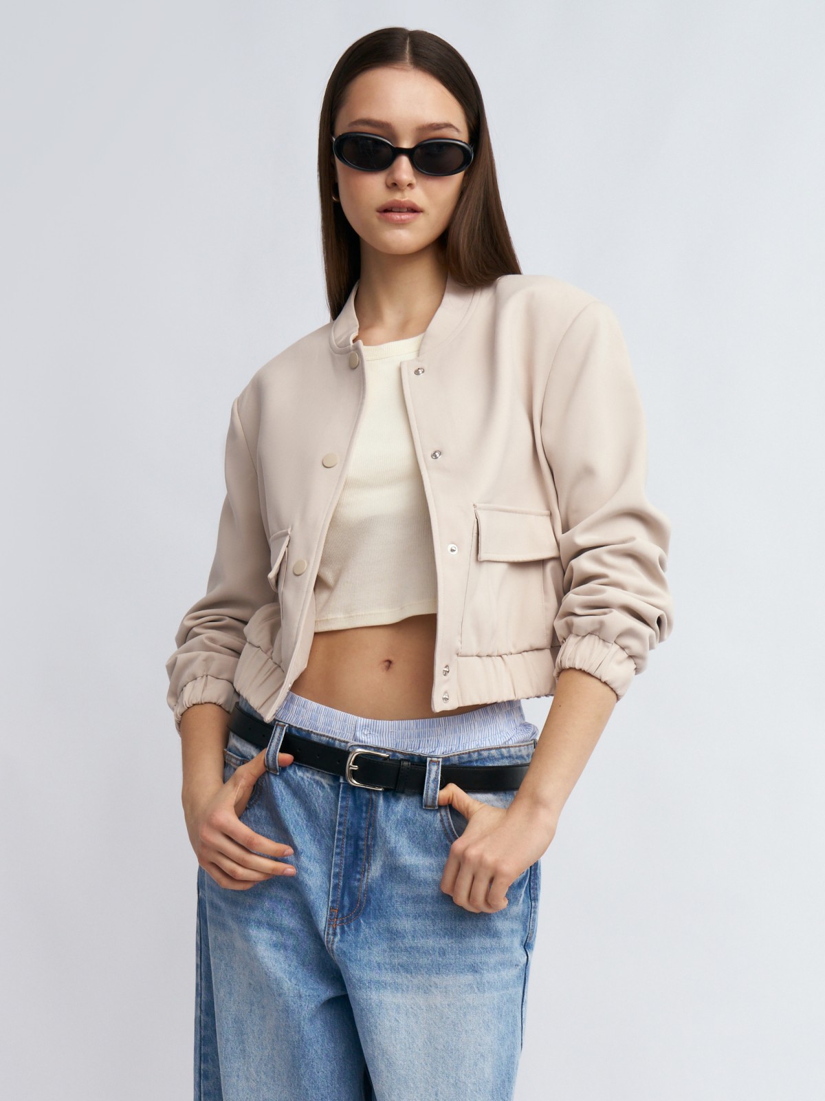 Трикотажный бомбер на кнопках