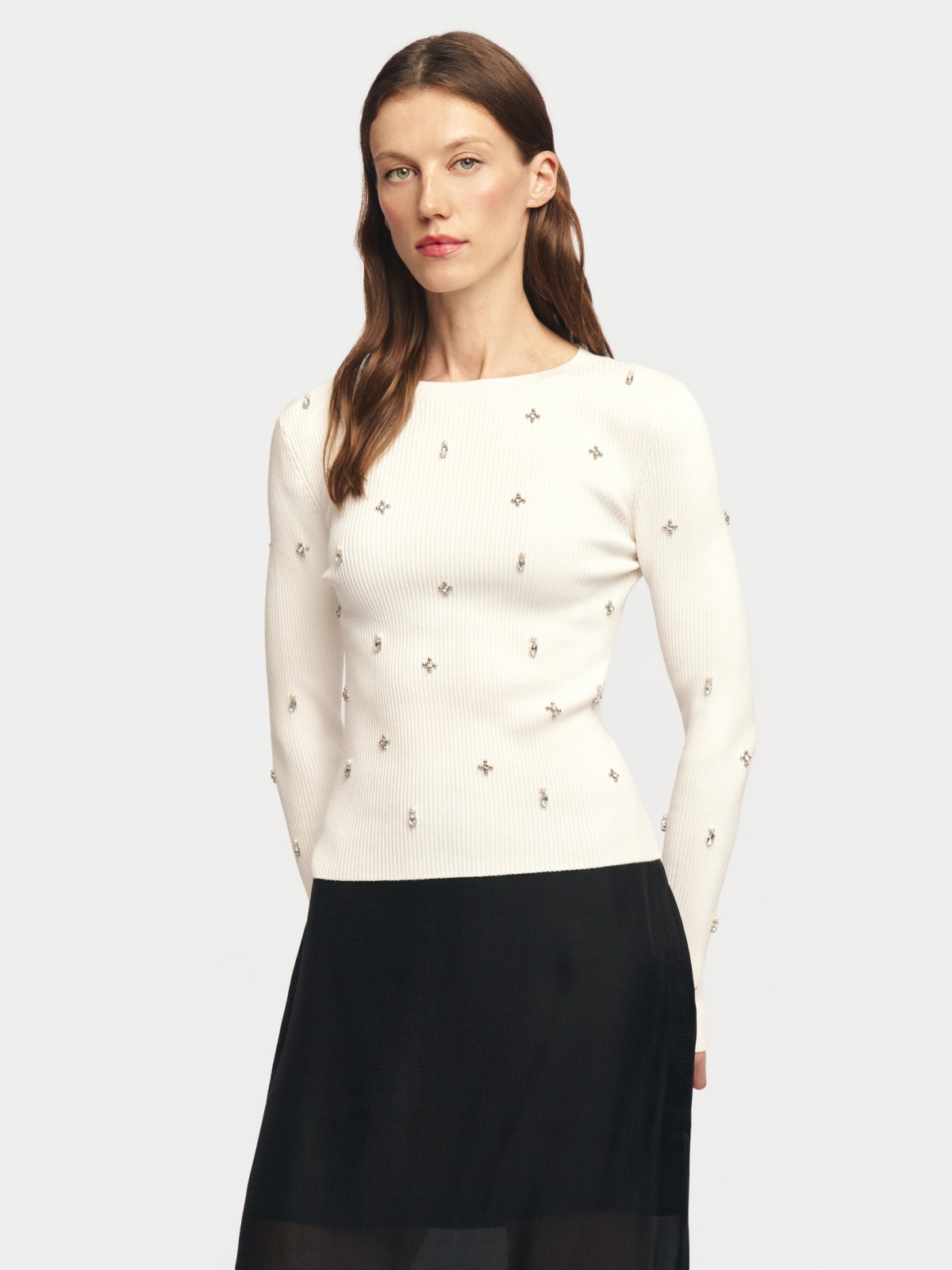 Водолазка-лонгслив со стразами