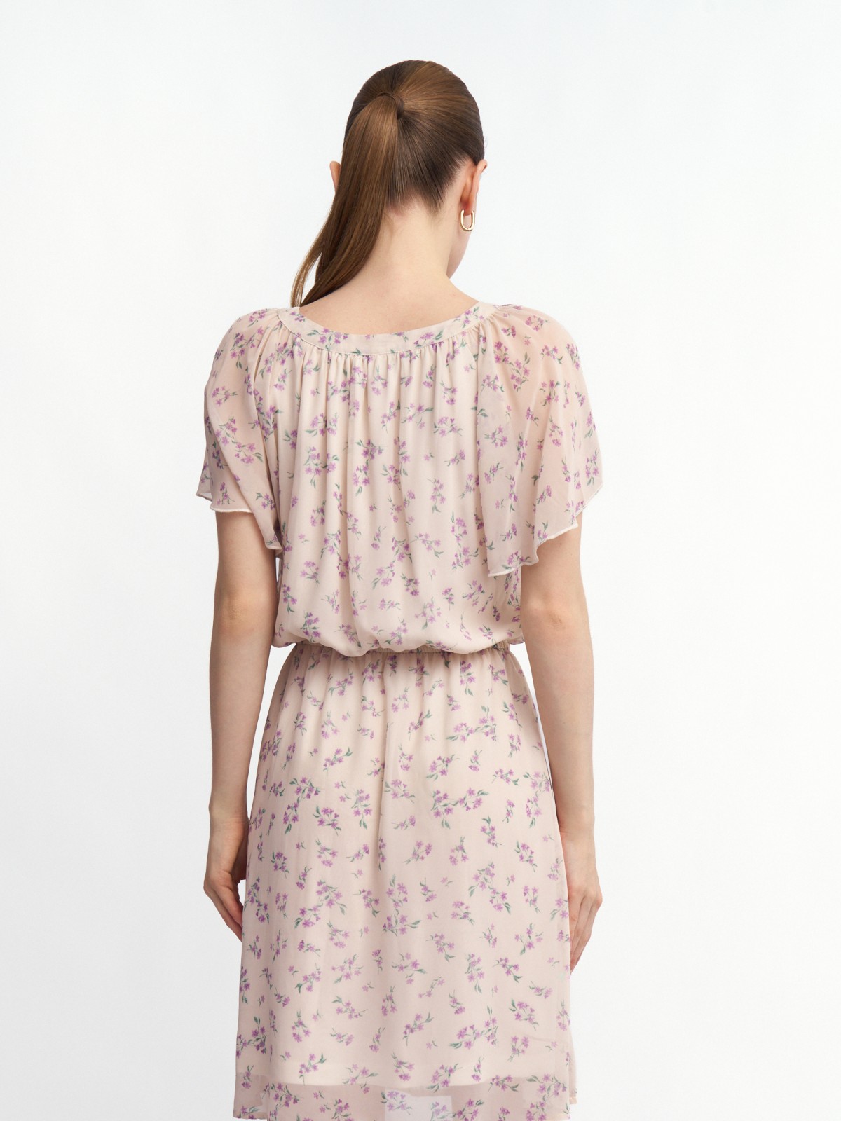 Шифоновое платье мини с цветочным принтом