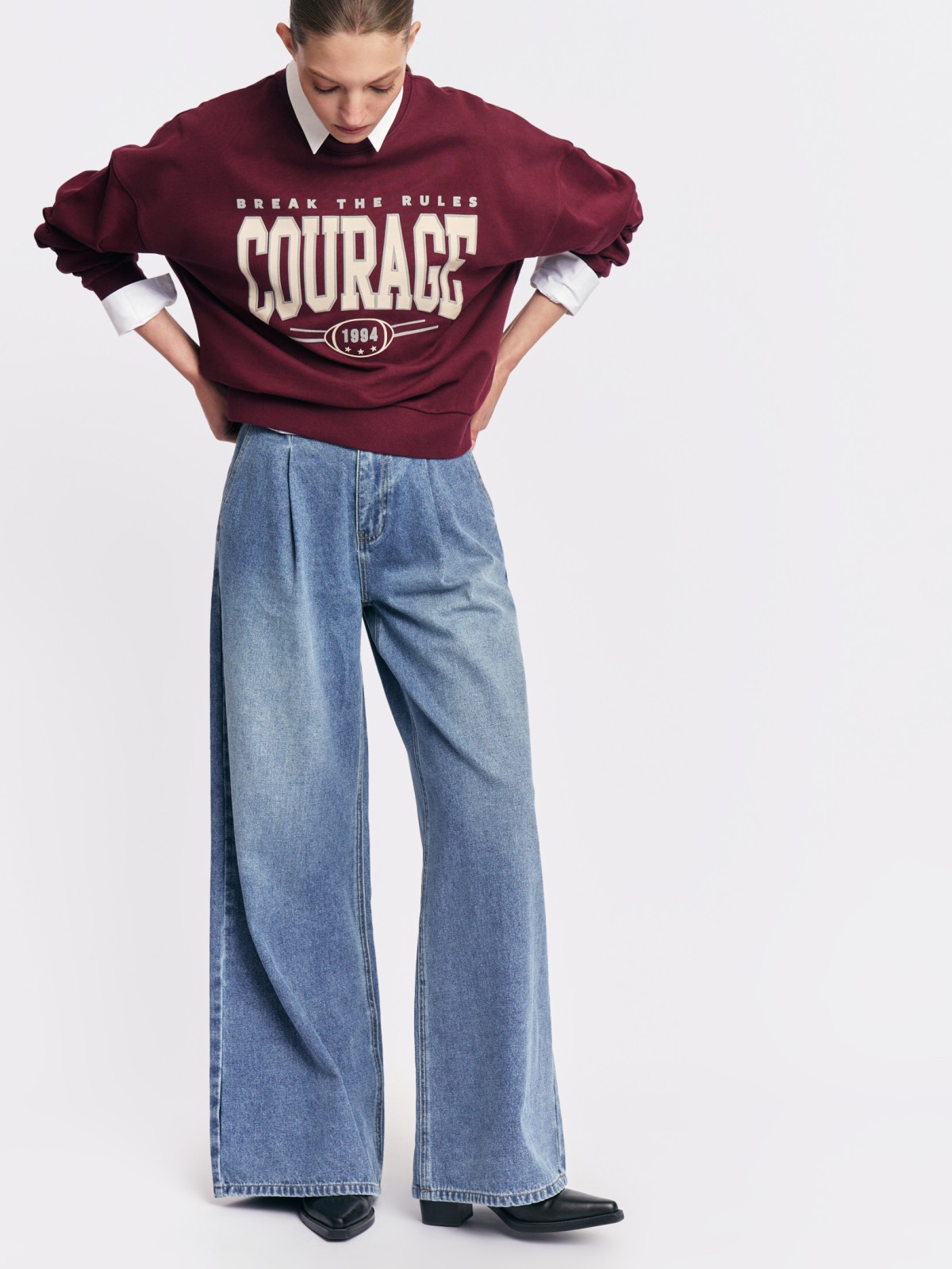 Джинсы Wide с высокой посадкой