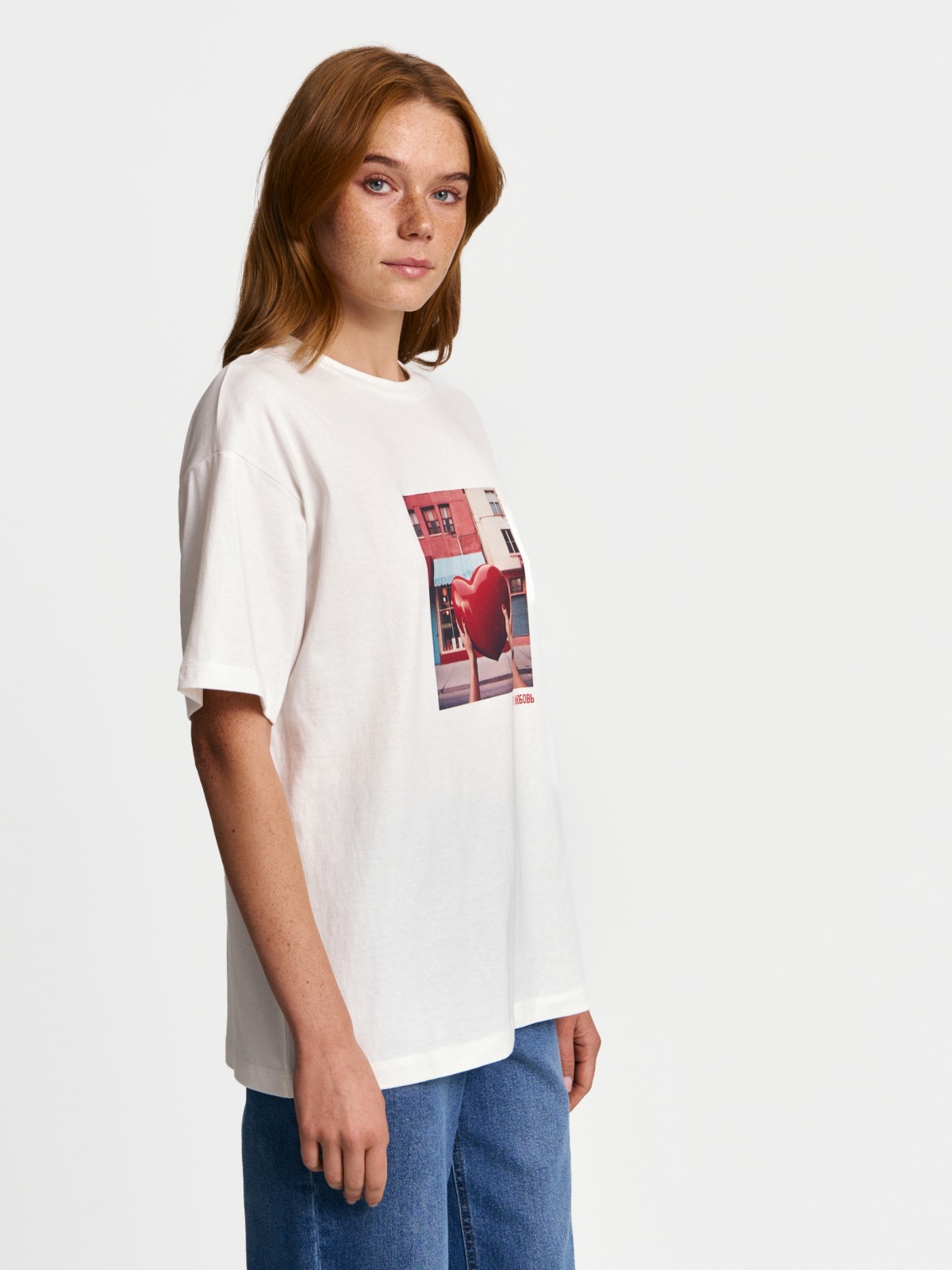 Трикотажная футболка из хлопка с принтом