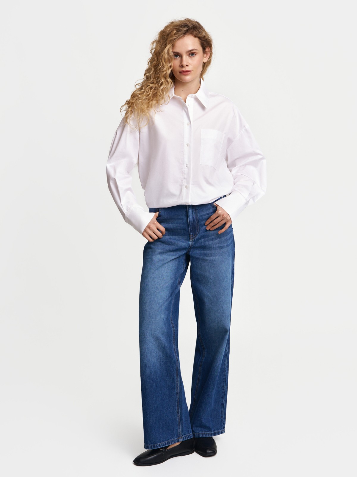 Рубашка оверсайз силуэта из хлопка