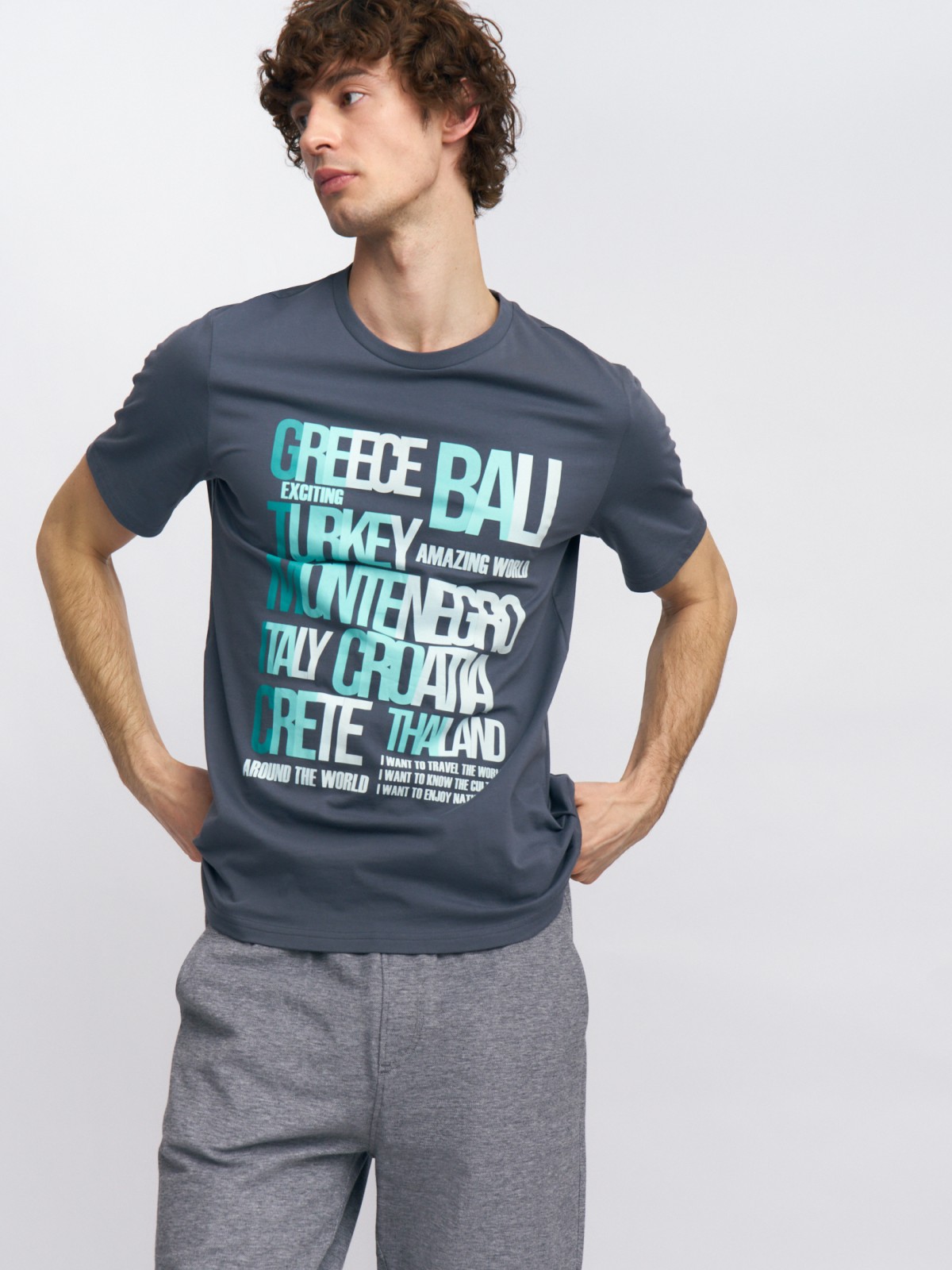 Футболка из хлопка с принтом-надписью