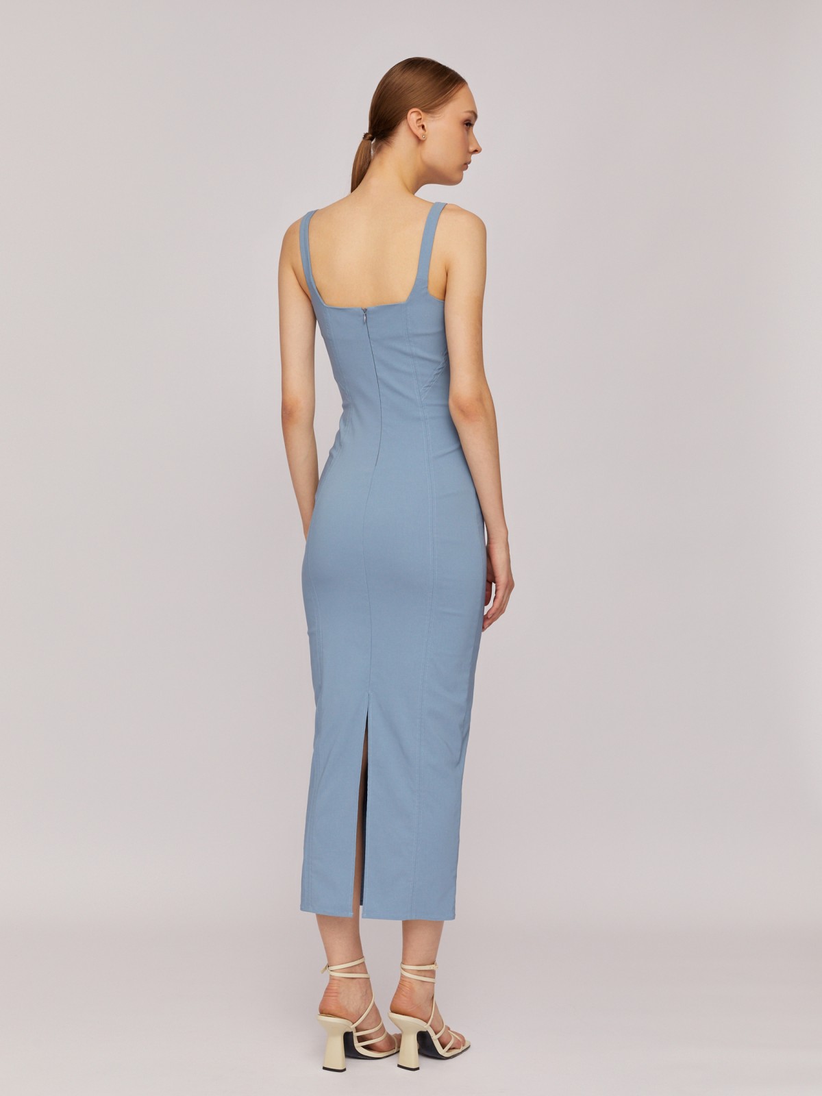 Платье-футляр без рукавов с имитацией корсета zolla 02425824Y091, цвет голубой, размер XS - фото 6