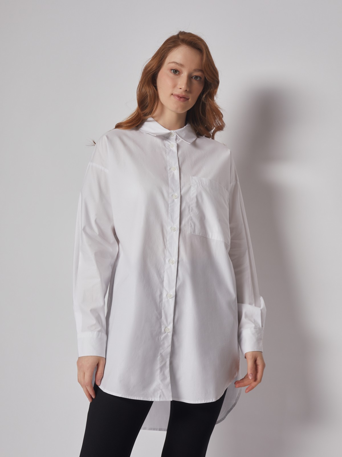 Удлинённая рубашка с длинным рукавом zolla 02231117Y293, цвет белый, размер XS - фото 1