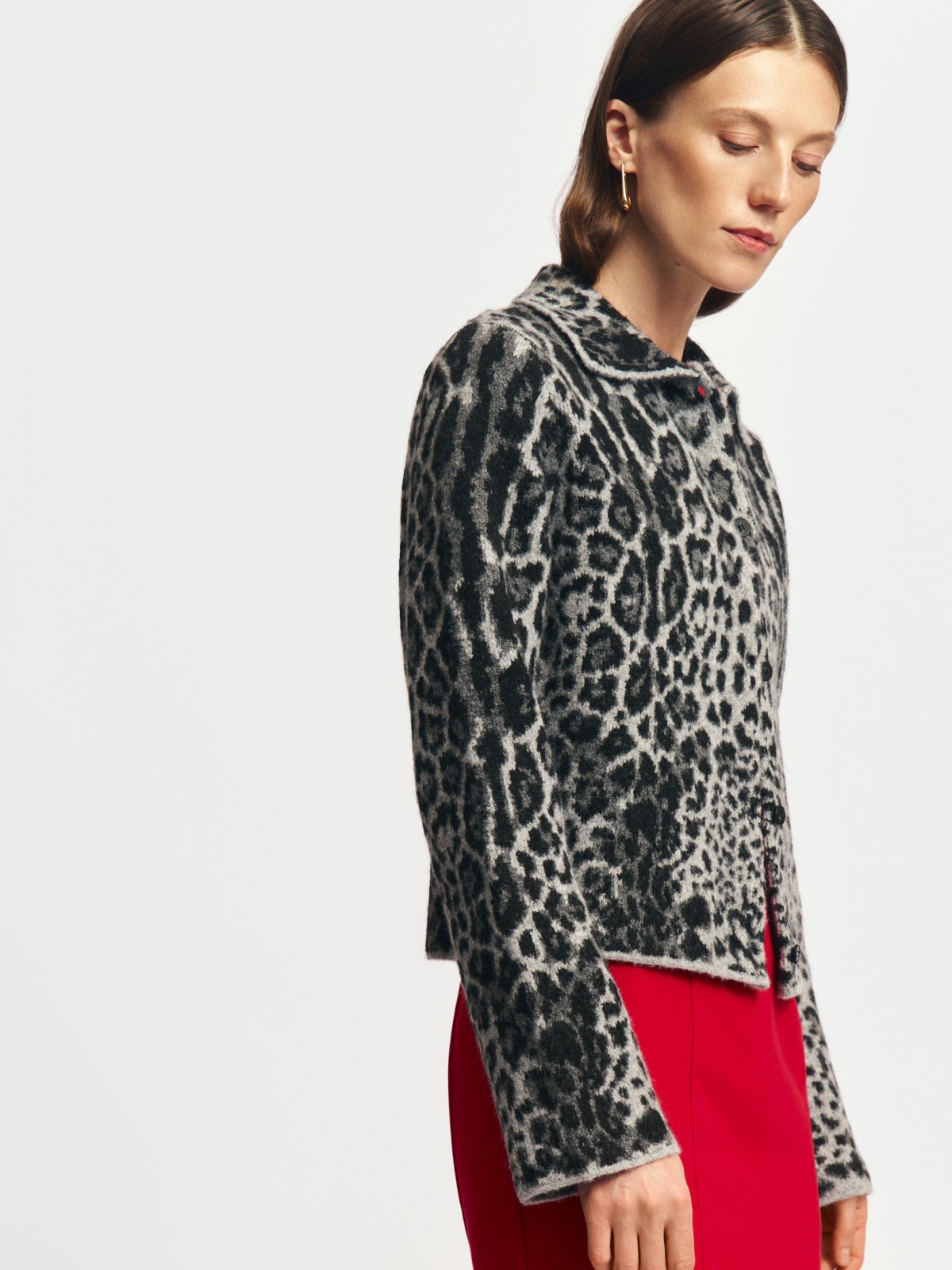 Трикотажный кардиган-жакет леопардовый