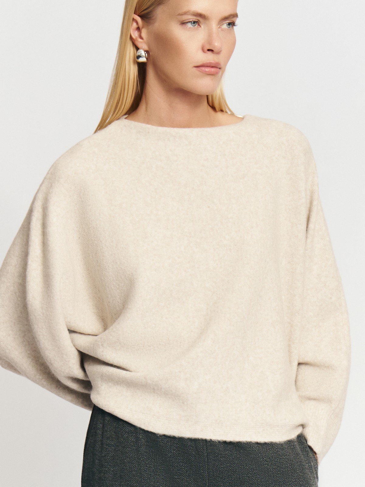 Вязаный джемпер с рукавом летучая мышь