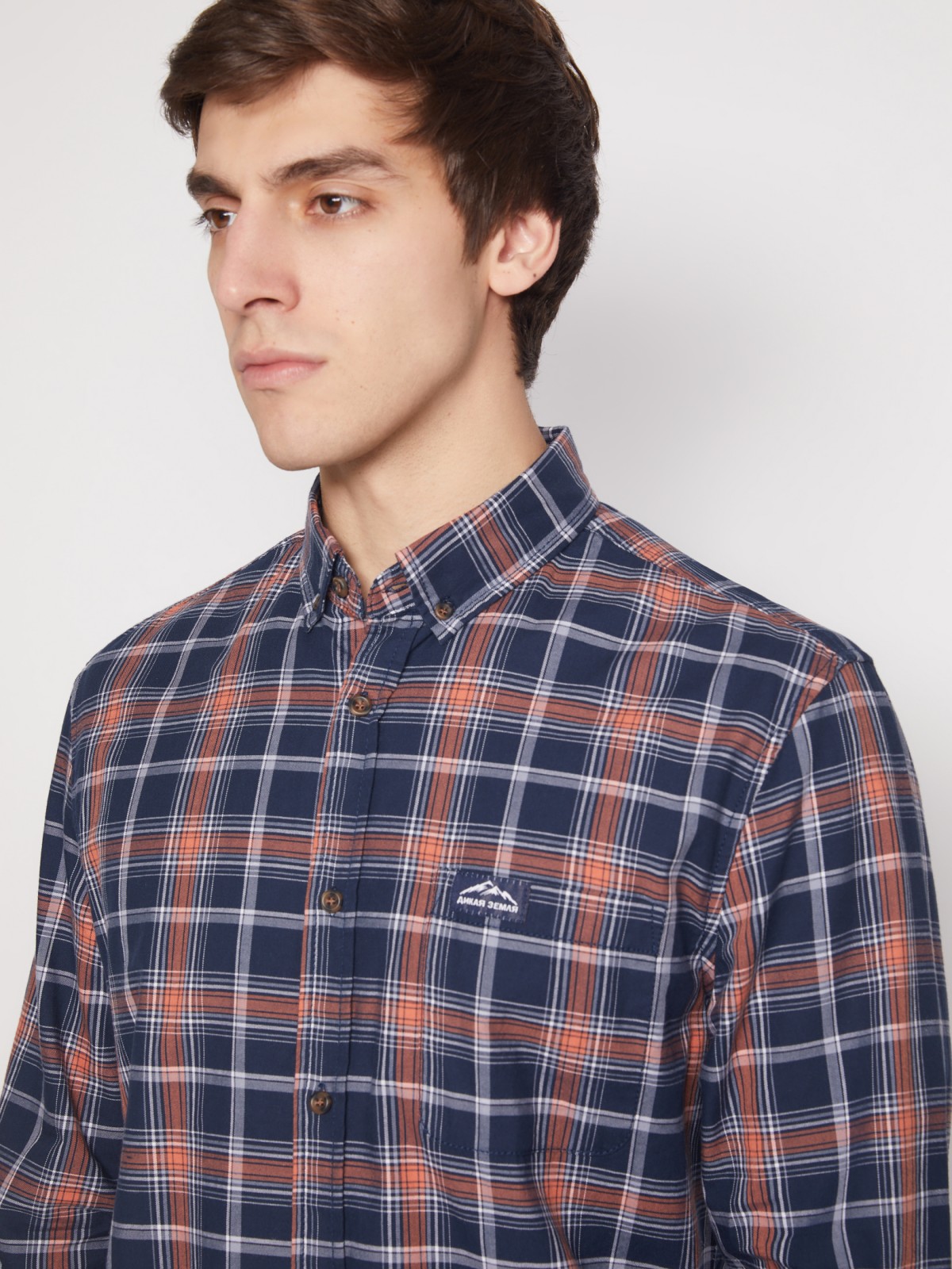 Рубашка в клетку с длинным рукавом