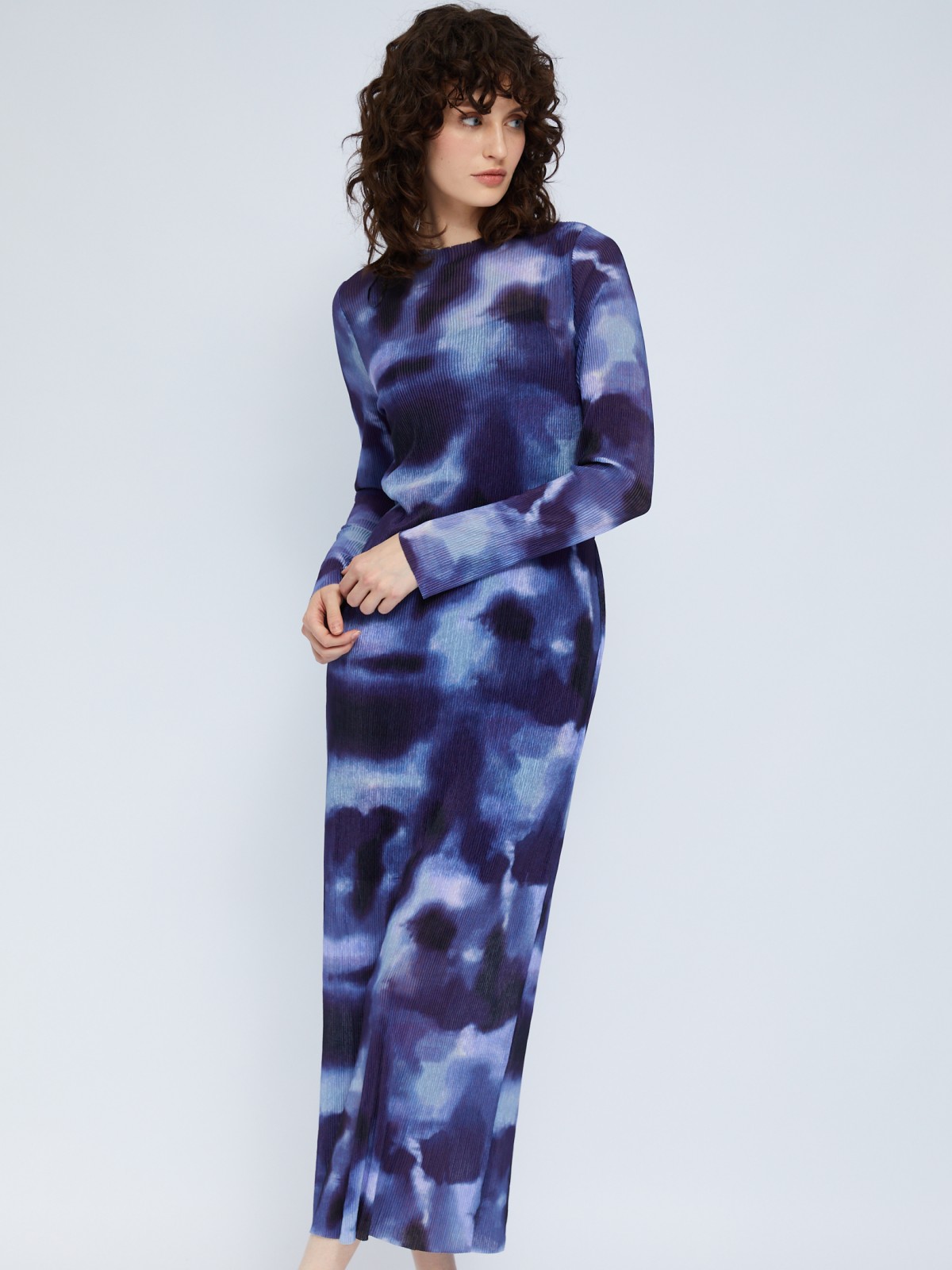 Платье миди из сетки с поясом