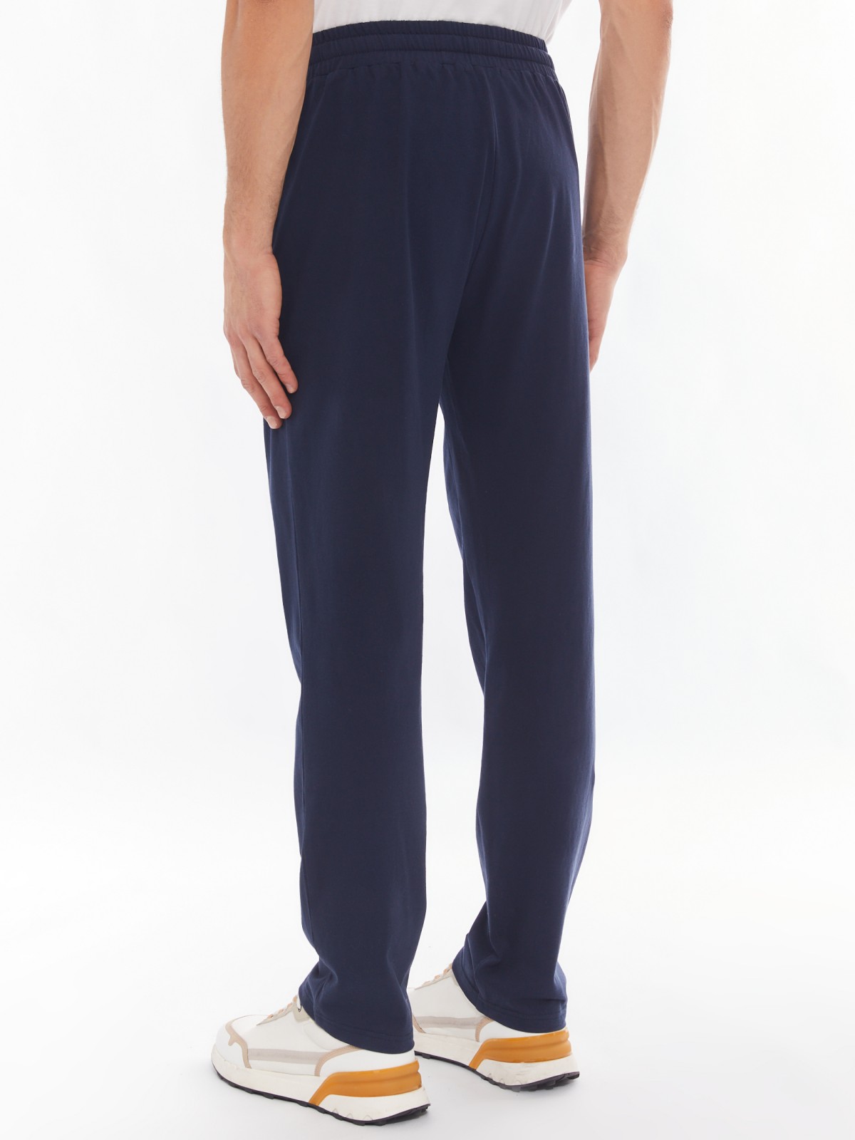 Трикотажные брюки из хлопка в спортивном стиле zolla 014137675012, цвет синий, размер S - фото 6