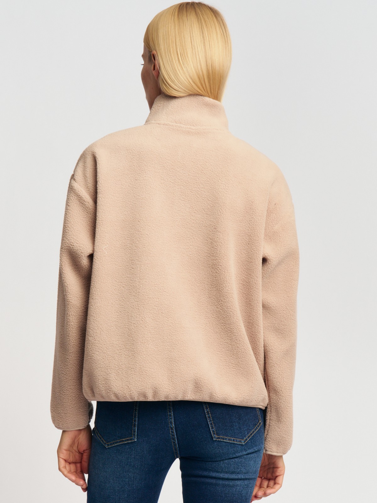 Свитшот из флиса с воротником-стойкой на молнии