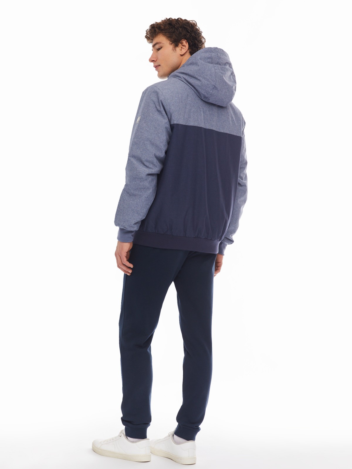 Утеплённая куртка-бомбер на синтепоне с капюшоном zolla 01412510L014, цвет синий, размер M - фото 6