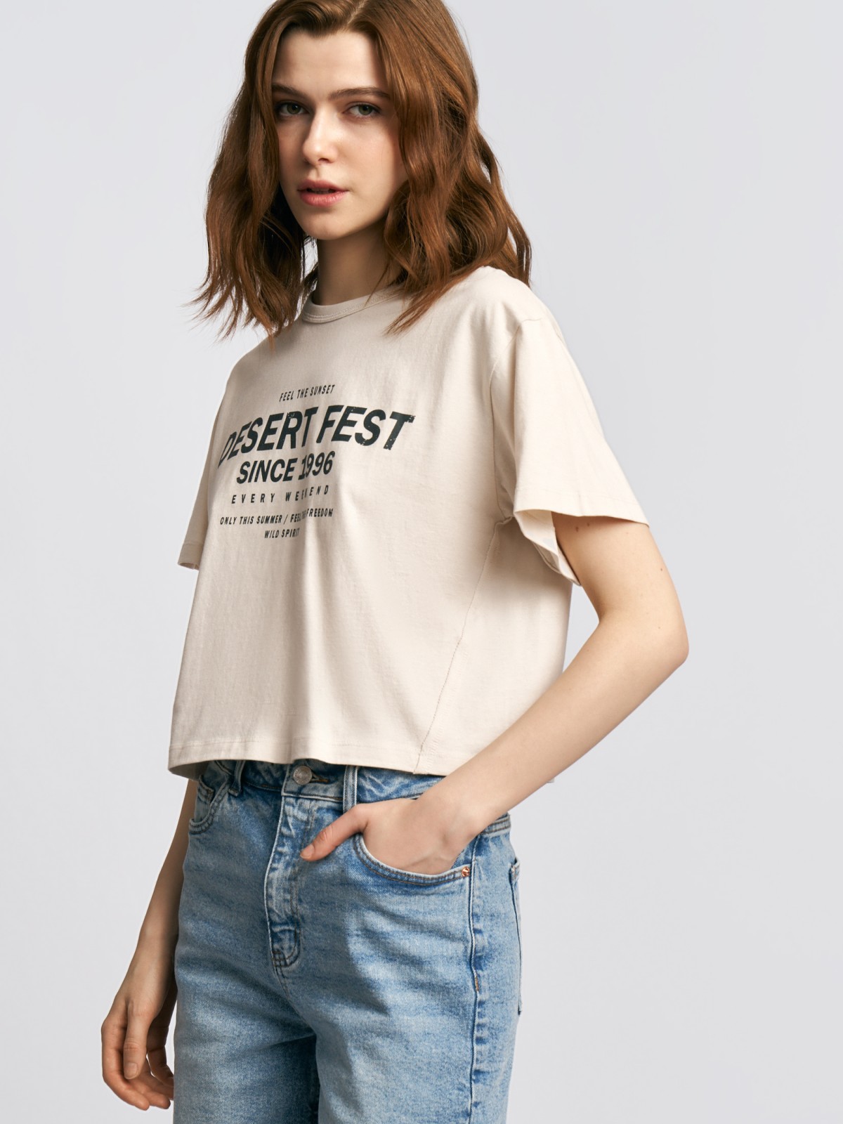 Футболка-топ из хлопка с надписью