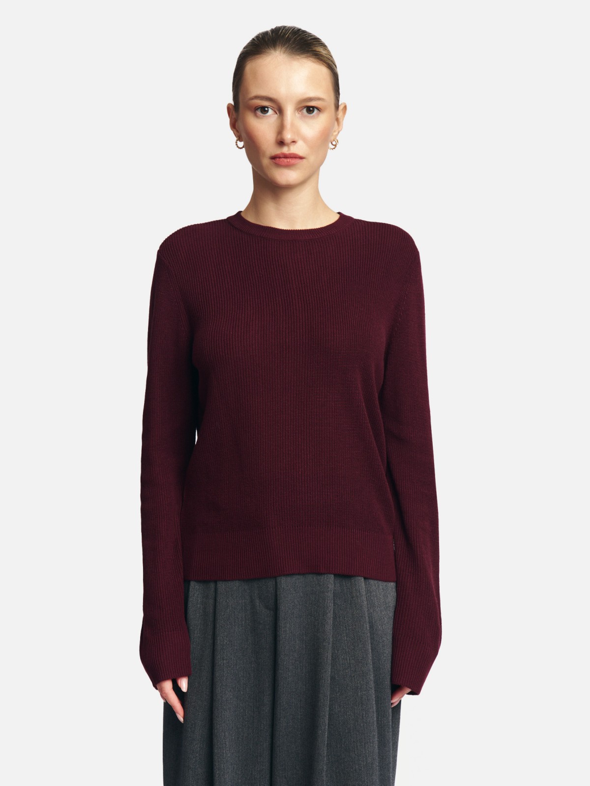 Вязаный джемпер из акрила с длинным рукавом