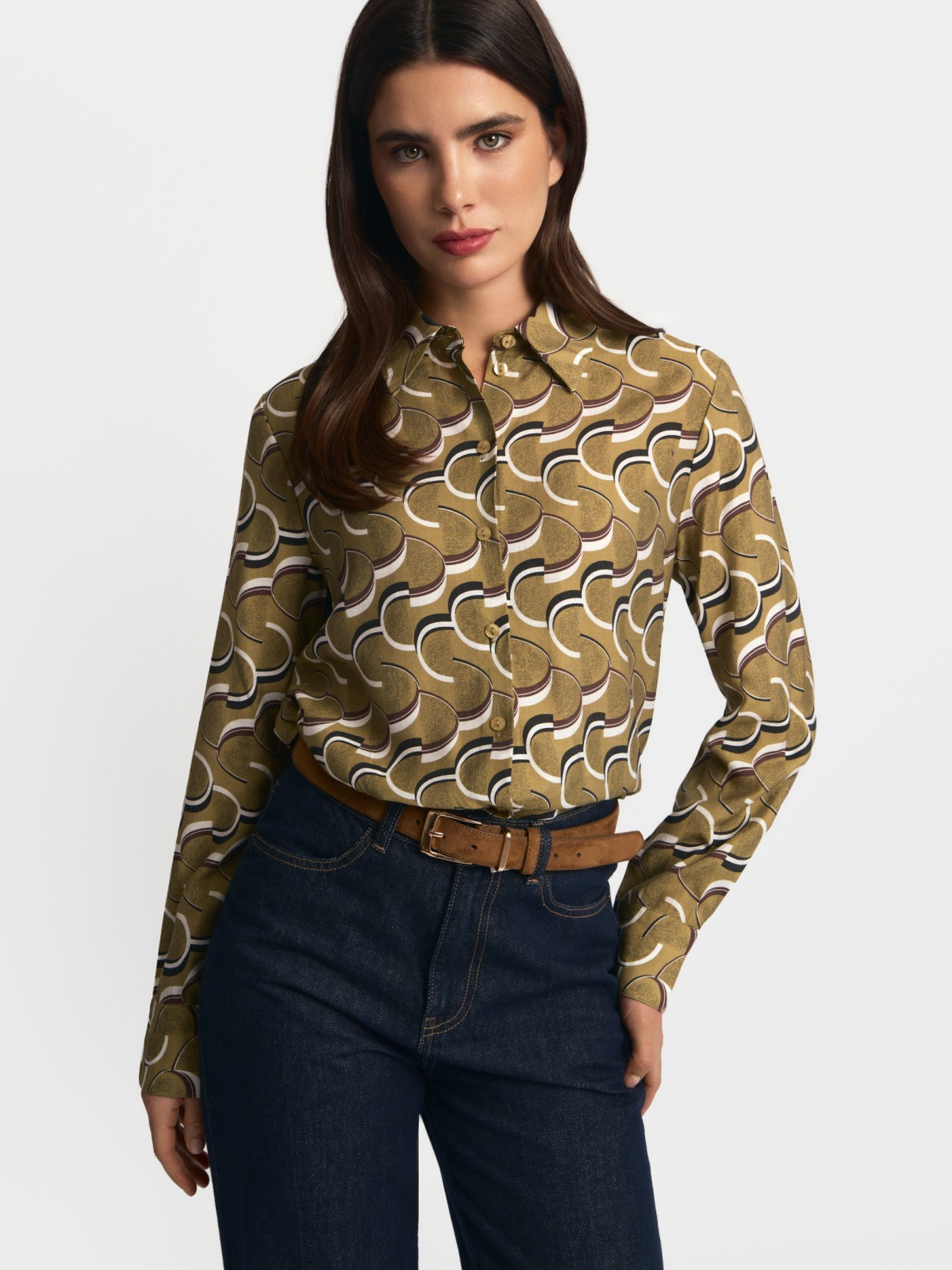 Рубашка с длинным рукавом и принтом