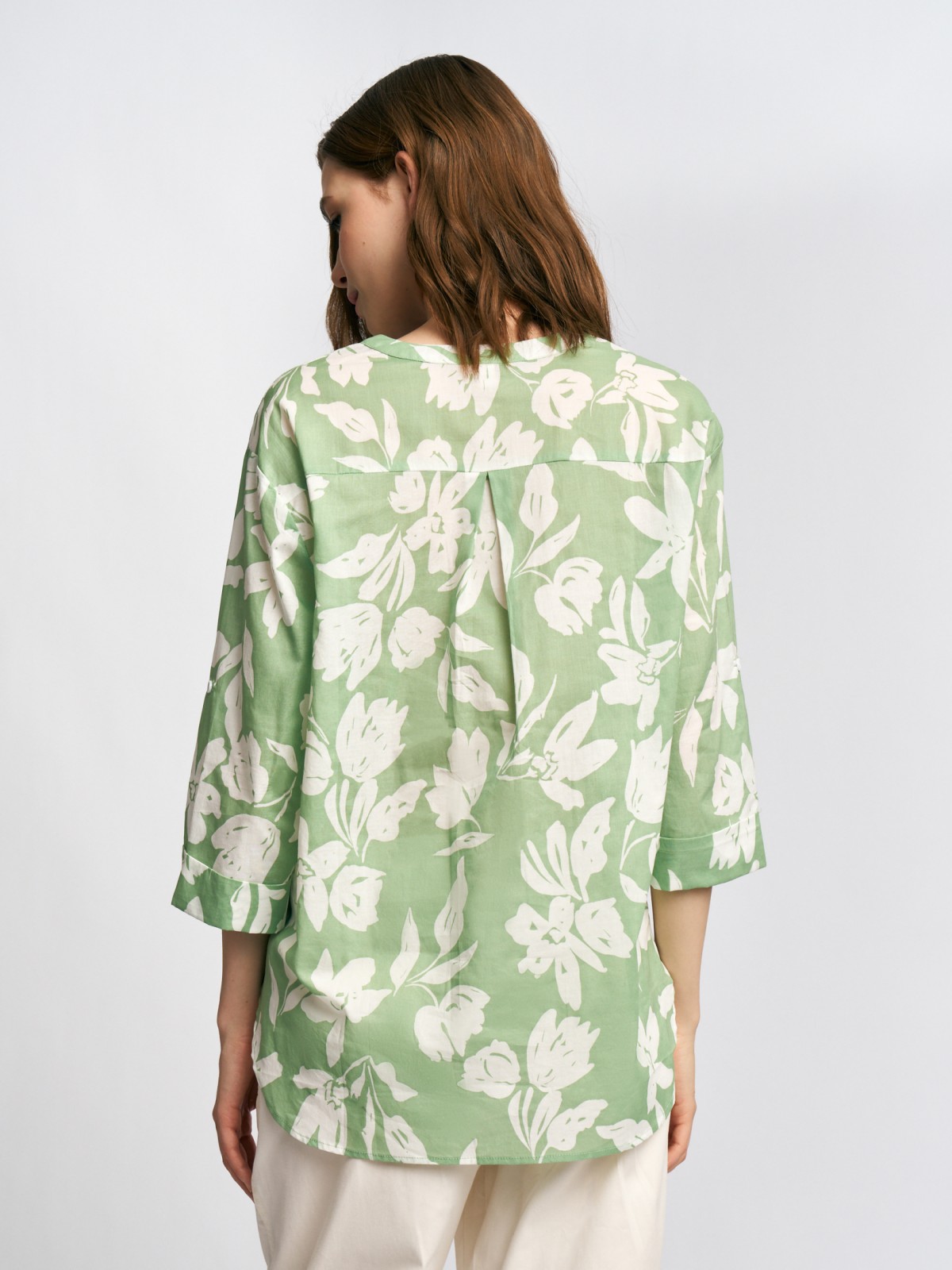 Блузка из хлопка с цветочным принтом